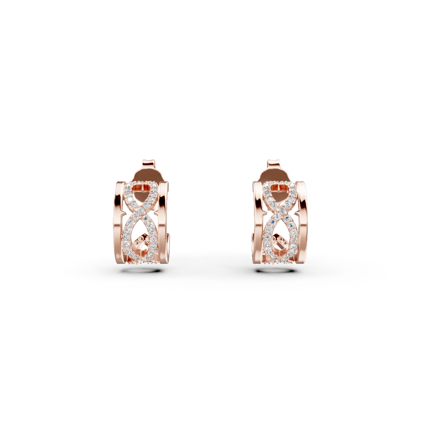 Cercei cu infinit din argint roz cu zirconii