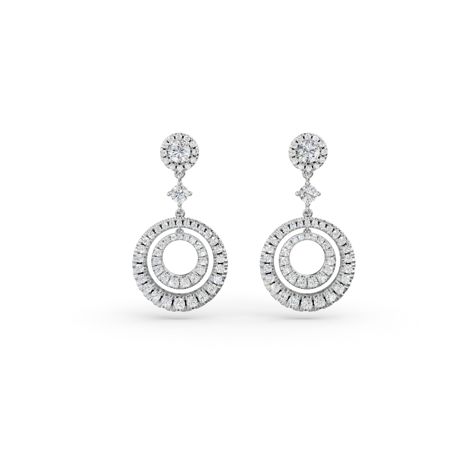 Cercei rotunzi cu surub din aur alb cu diamante de 2.034ct create in laborator