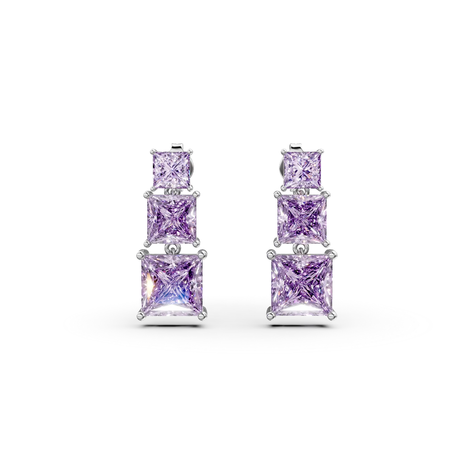 Cercei cu surub din argint cu zirconii mov