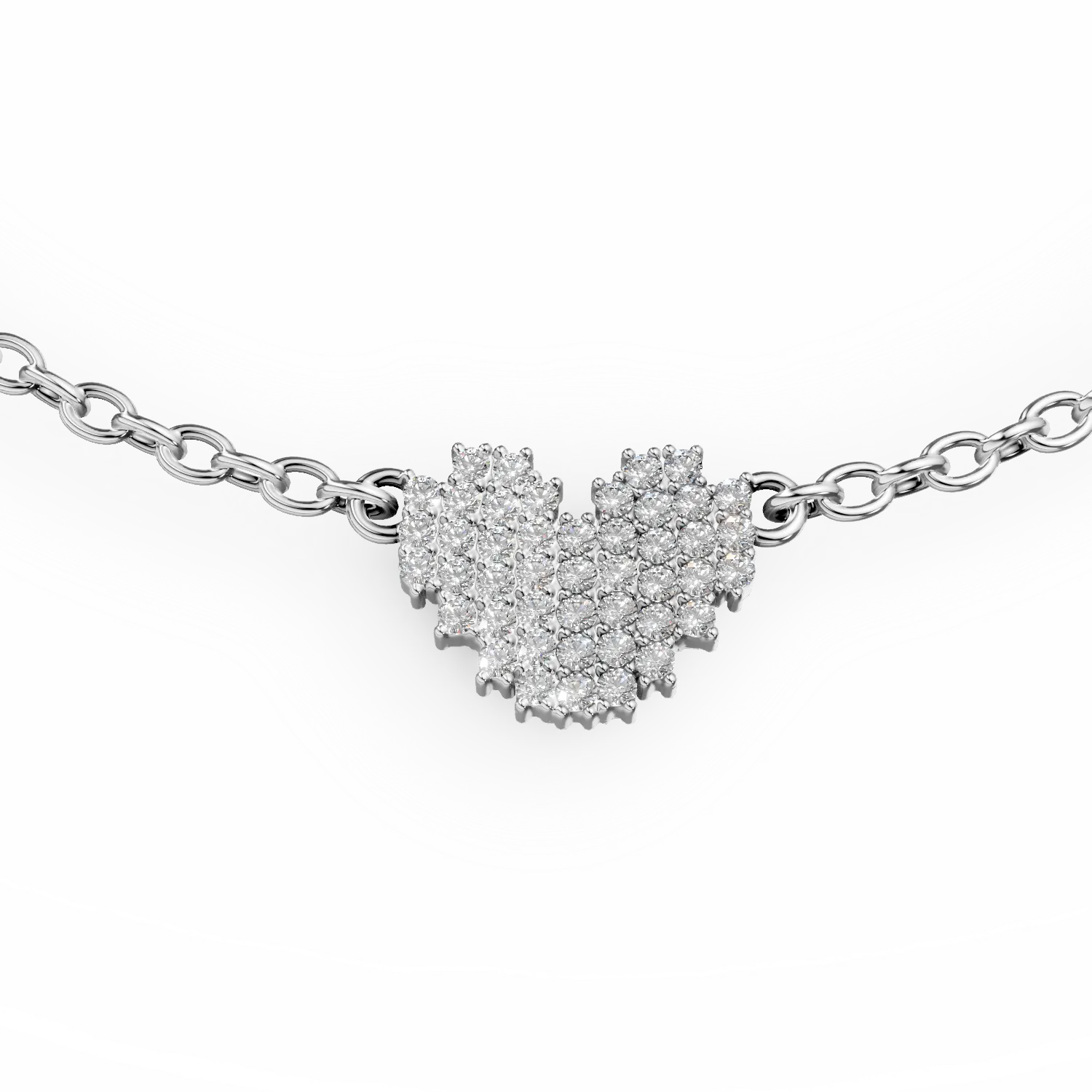 Bratara din argint cu zale si pandantiv inima cu zirconii albe - imagine 3