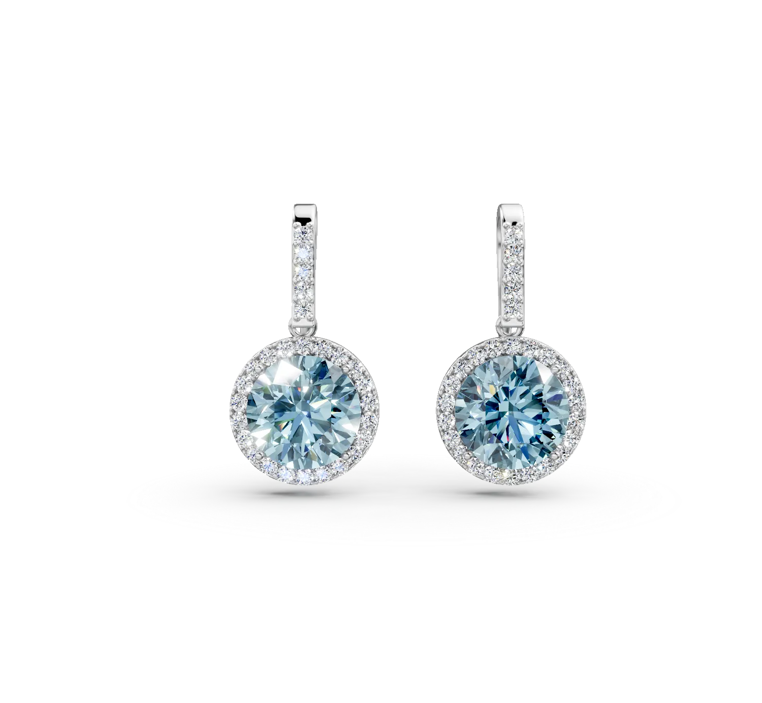 Cercei din argint cu zirconii albe si albastre