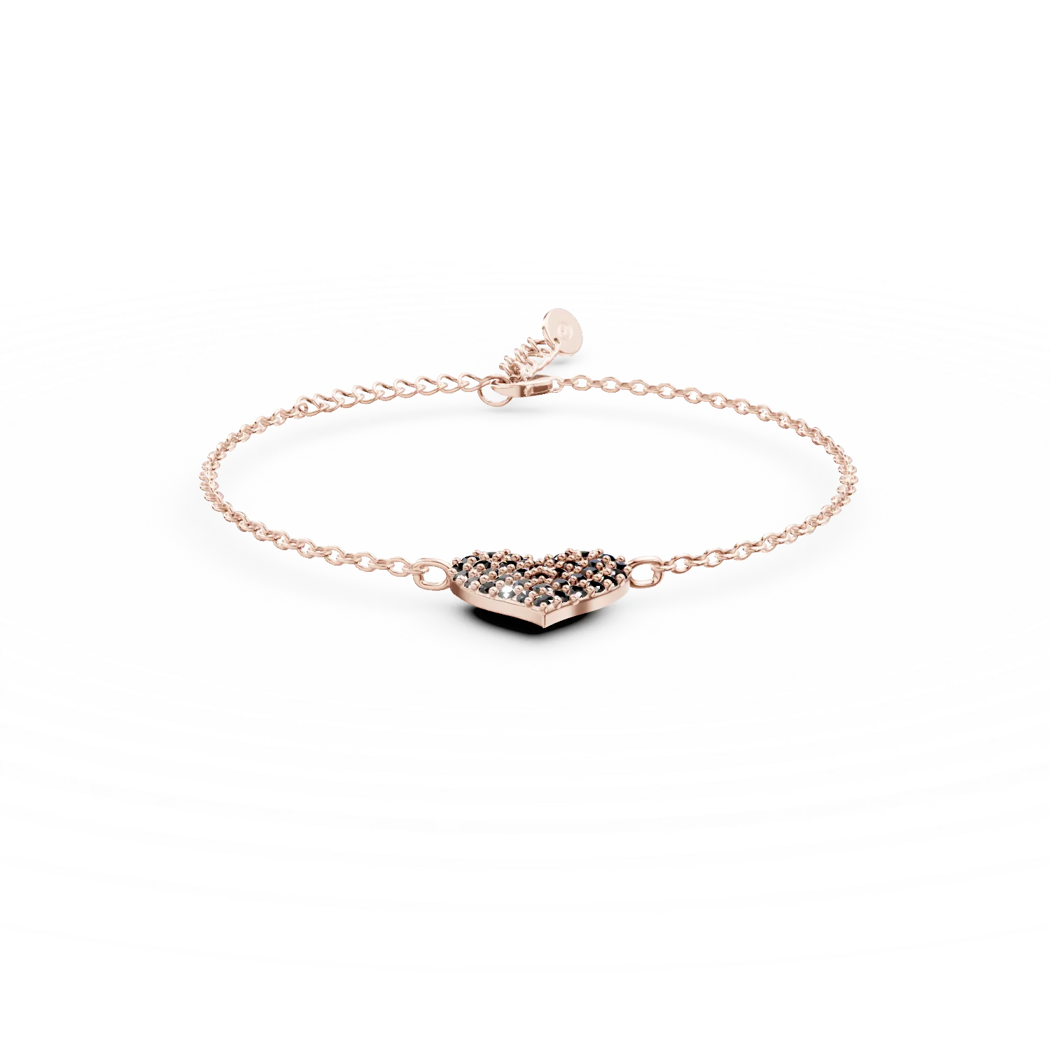 Bratara din argint roz cu pandantiv inima cu zirconii negre Apparel & Accessories > Jewelry > Bracelets DAAR 2 Bratara din argint roz cu pandantiv inima cu zirconii negre Apparel & Accessories > Jewelry > Bracelets DAAR 2