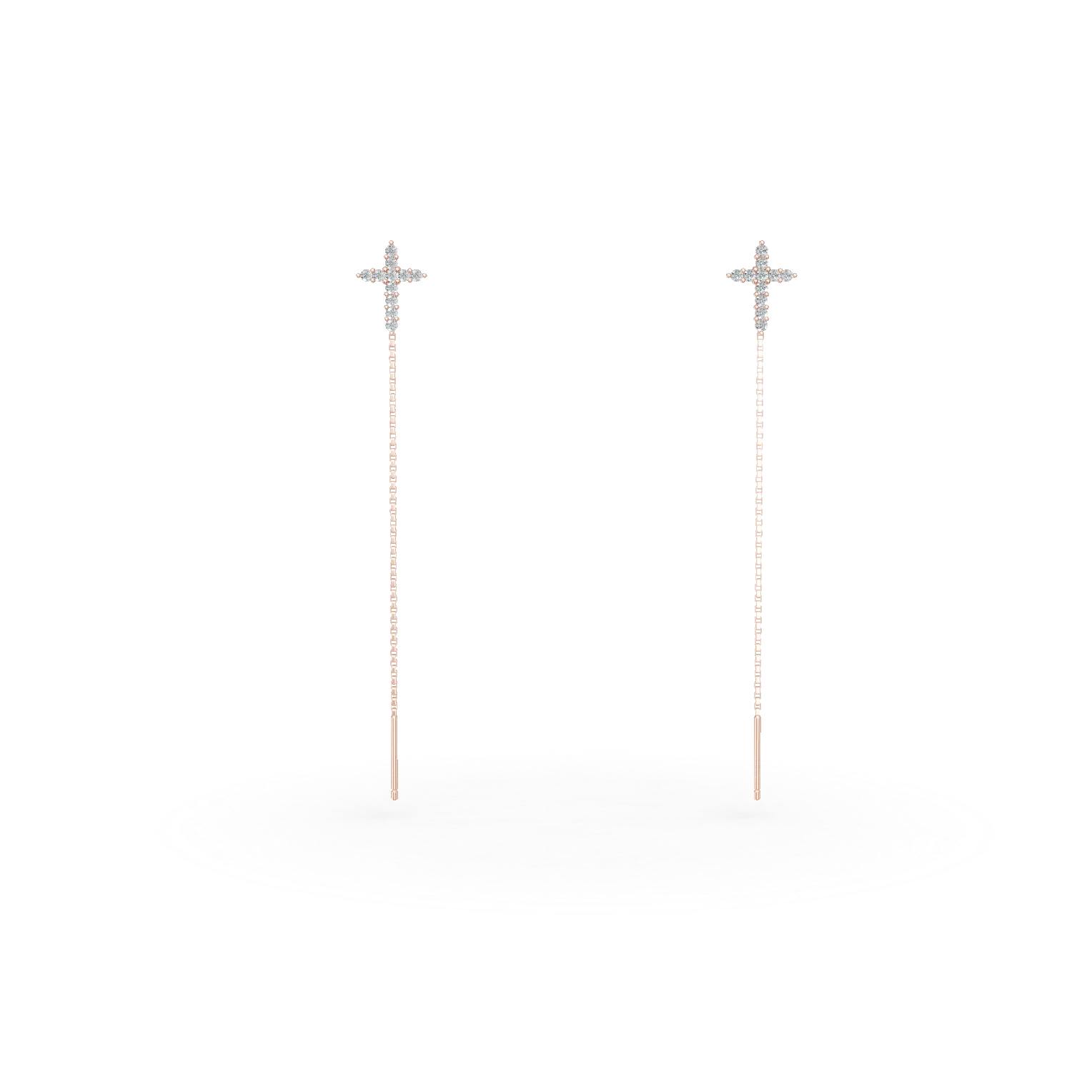 Cercei cu cruciulite din argint roz cu zirconii