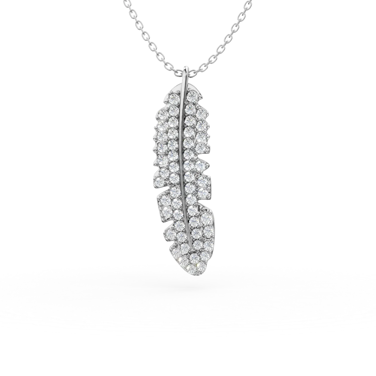 Lant din argint cu pandantiv frunza cu zirconii albe