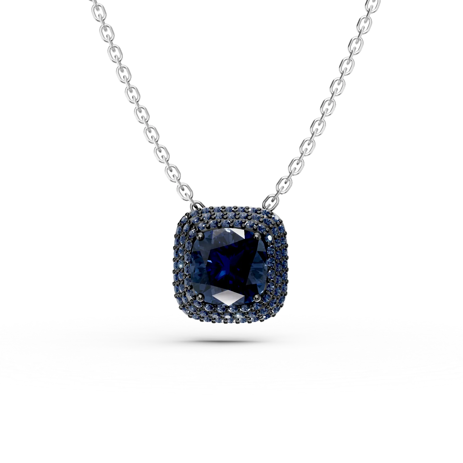 Lant cu pandantiv din argint cu zirconii albastre si mov