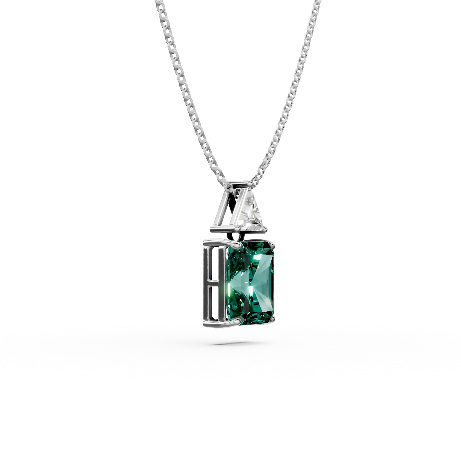 Lant din argint cu pandantiv cu zirconia verde