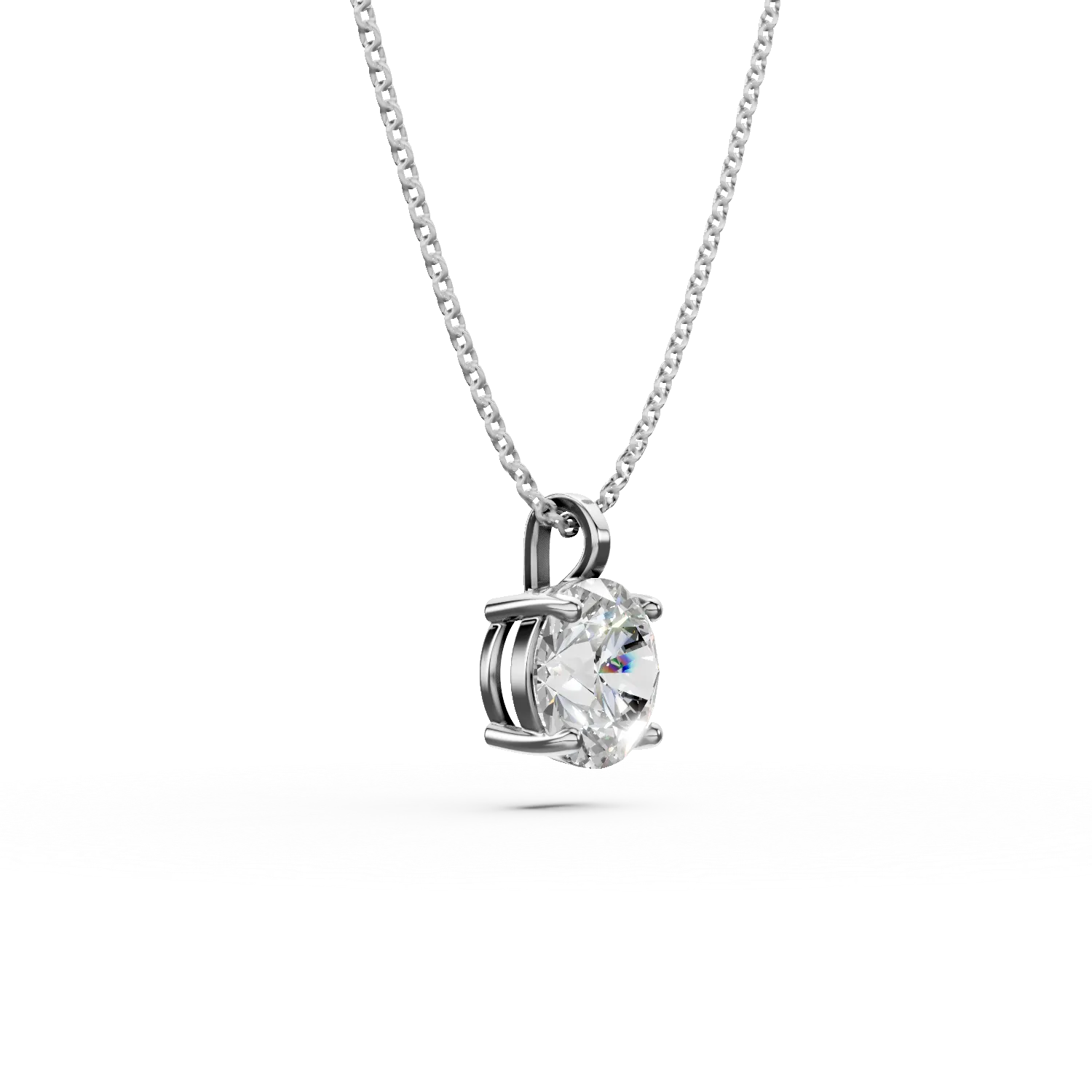 Lant din argint cu pandantiv cu zirconia solitaire