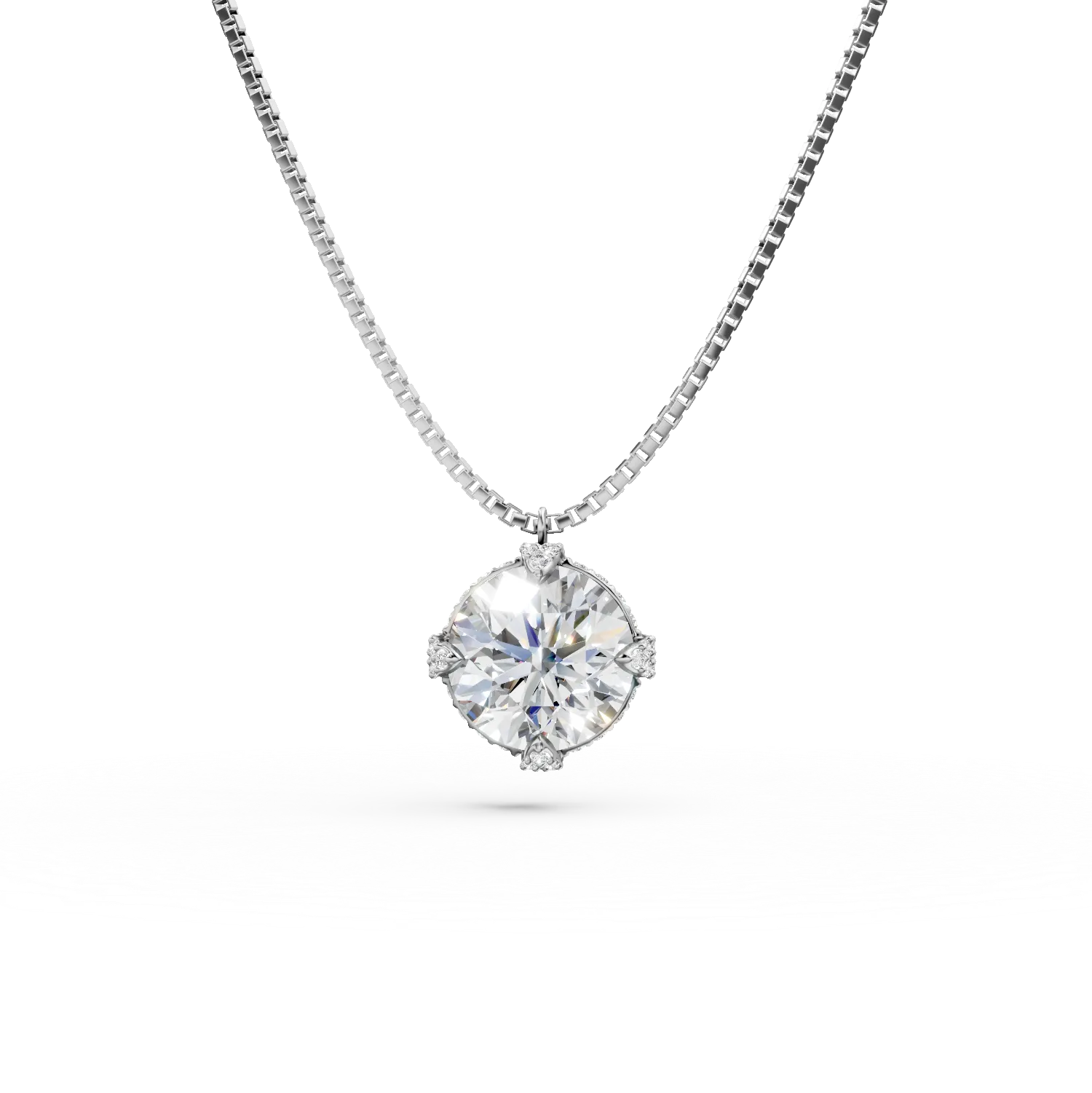 Lant din argint cu pandantiv cu zirconii albe