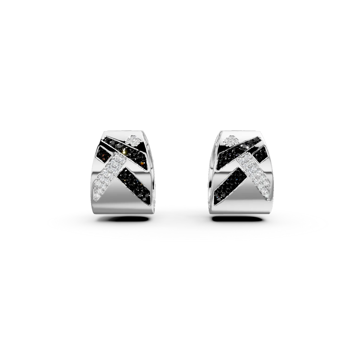 Cercei din argint cu zirconii albe si negre