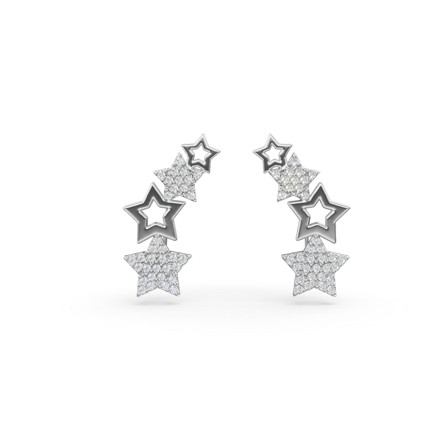 Cercei stelute ear cuff din argint cu zirconii