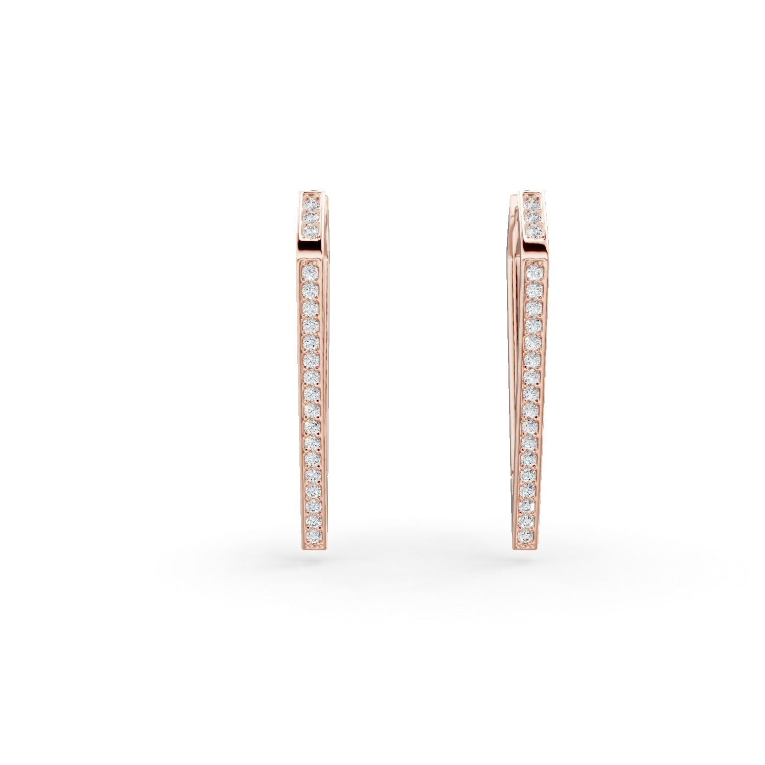 Cercei geometrici din argint roz cu zirconii