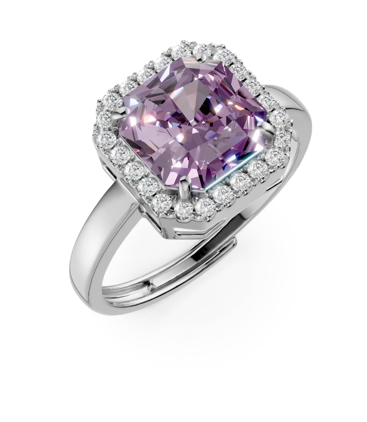 Inel din argint cu zirconii albe si mov Apparel & Accessories > Jewelry > Rings DAAR 2 Inel din argint cu zirconii albe si mov Apparel & Accessories > Jewelry > Rings DAAR 2