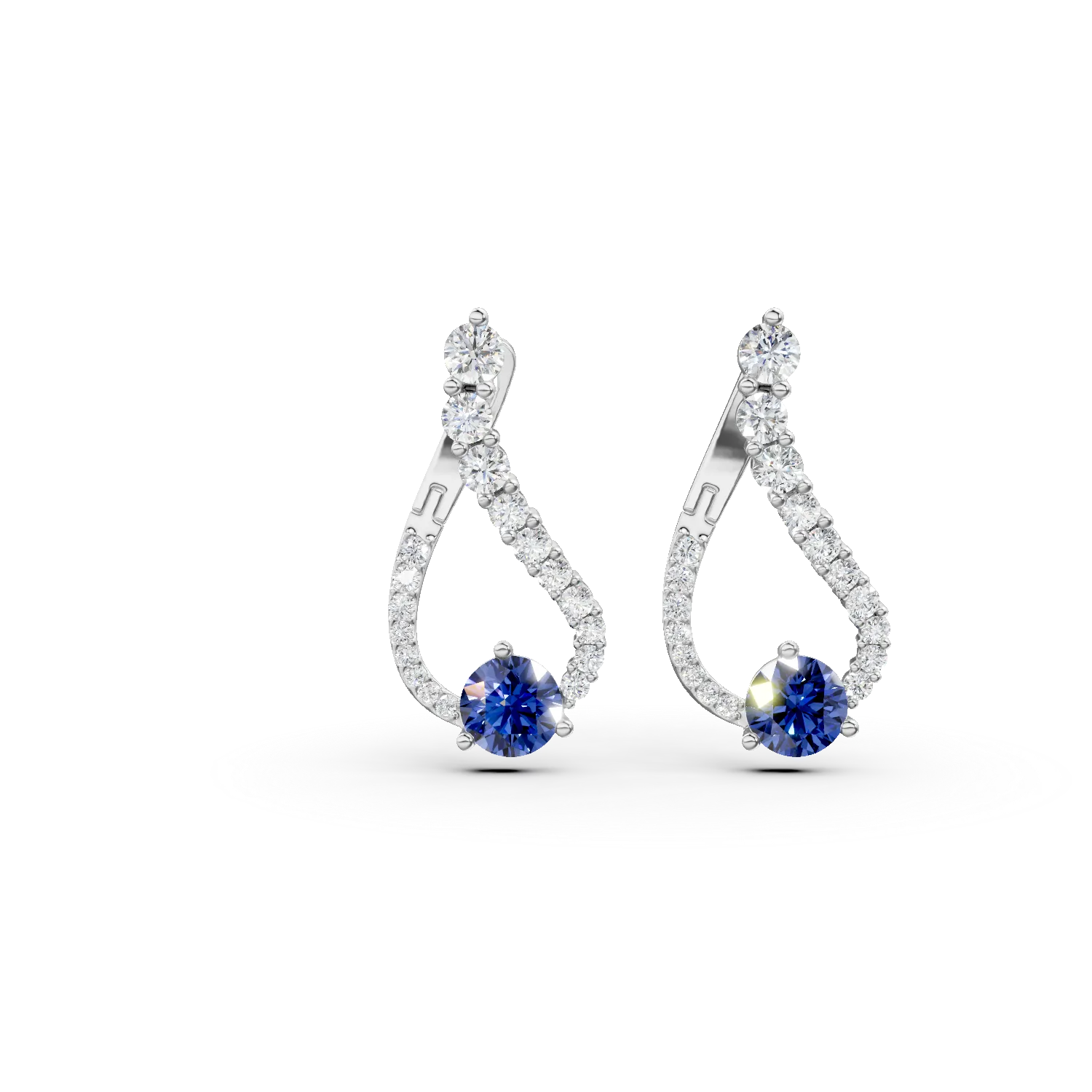 Cercei din argint cu zirconii albe si albastre