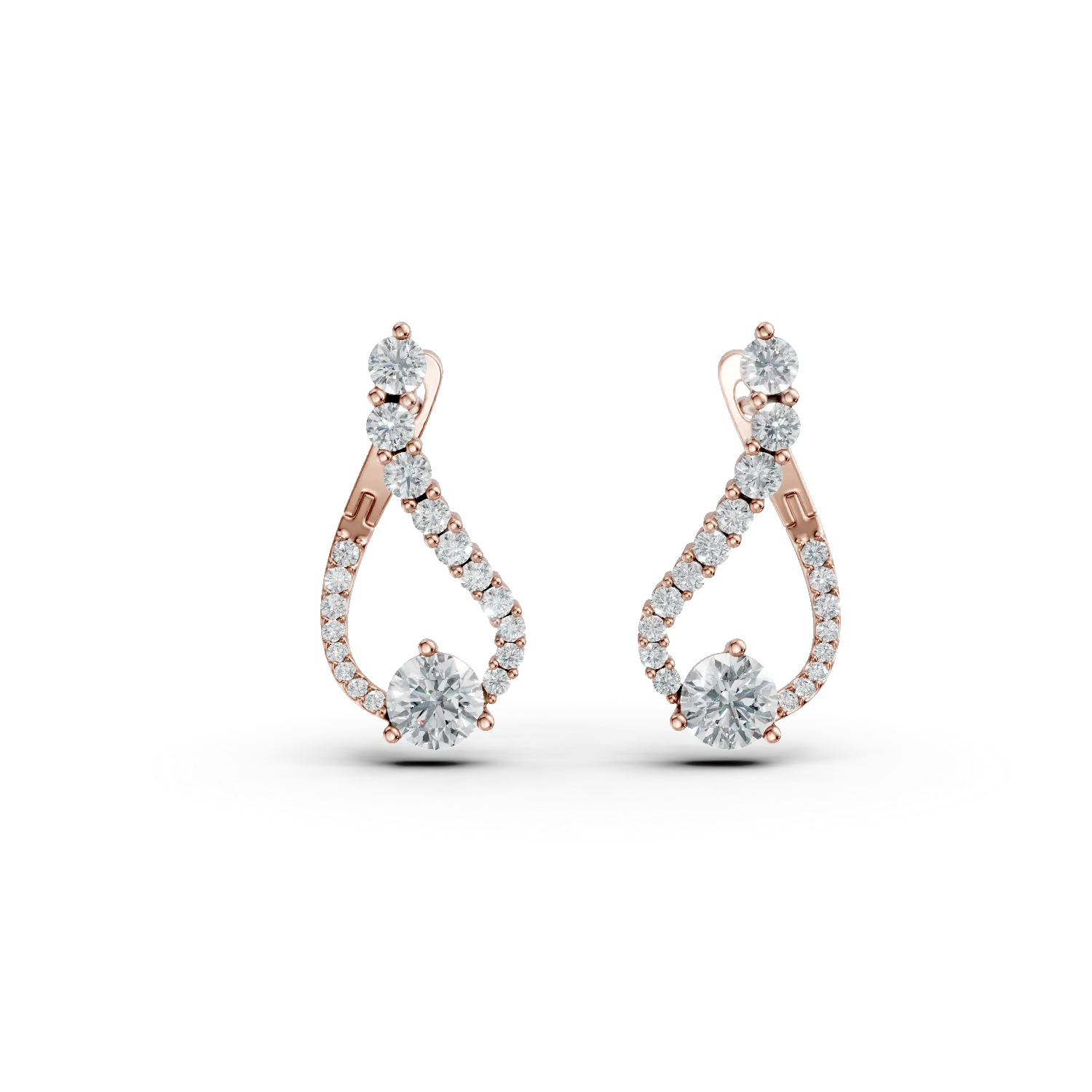 Cercei din argint roz cu zirconii