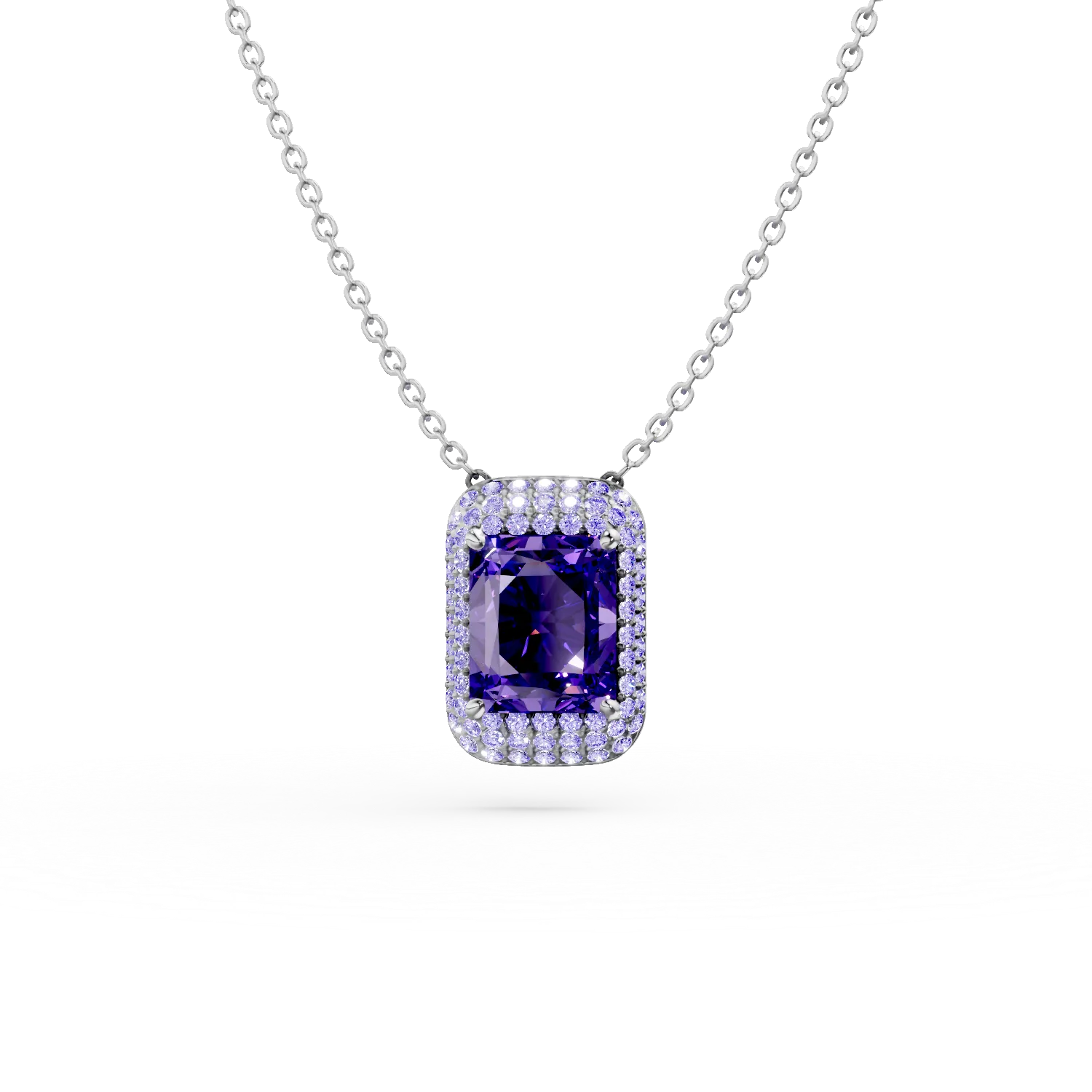 Lant din argint cu pandantiv cu zirconii mov