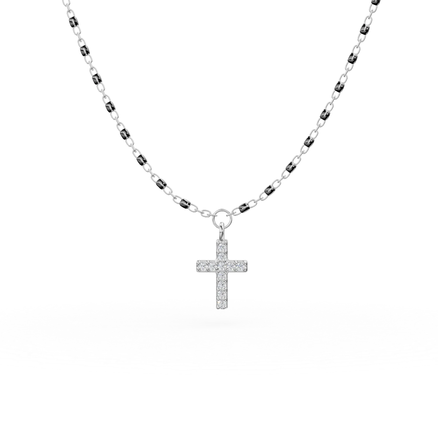Colier din argint cu zirconii negre si pandantiv cruce