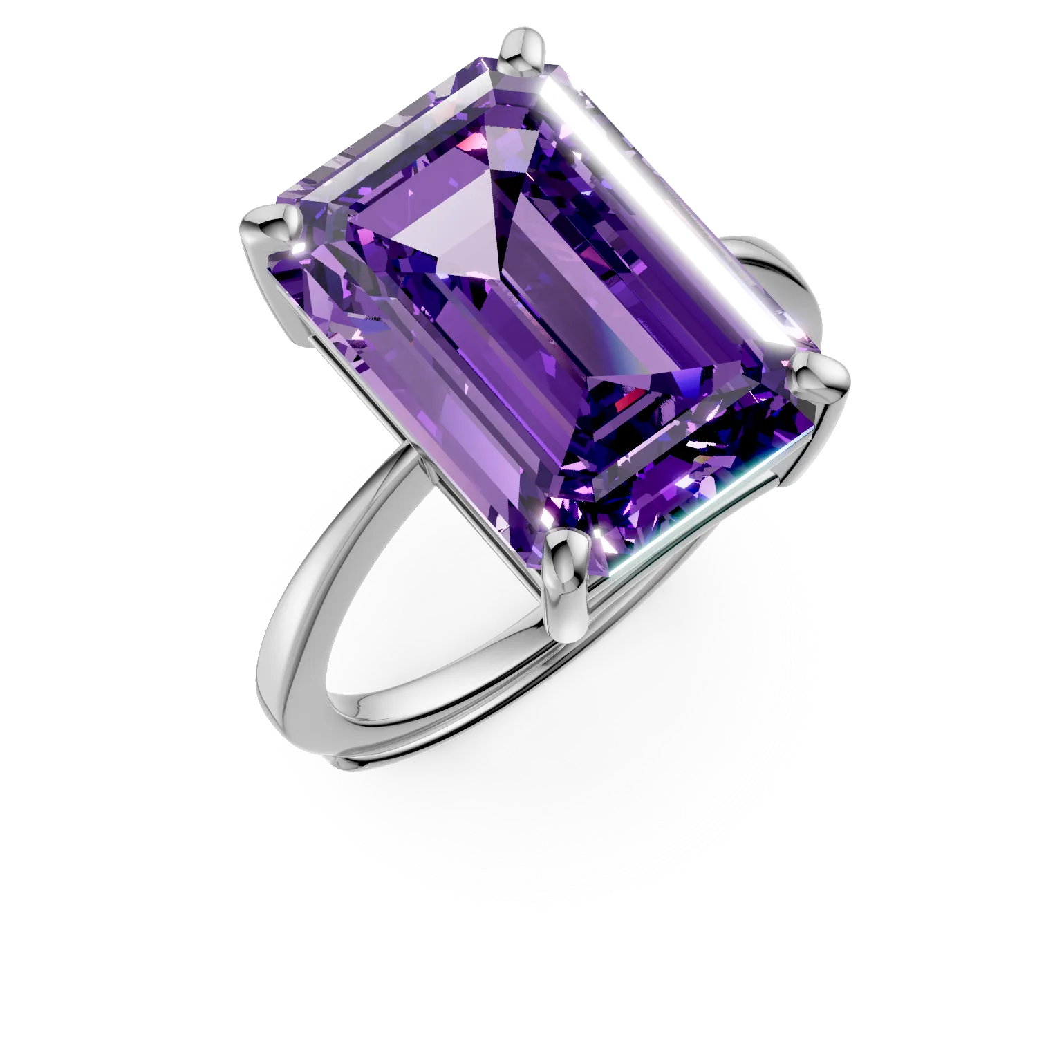 Inel din argint cu zirconia solitaire mov