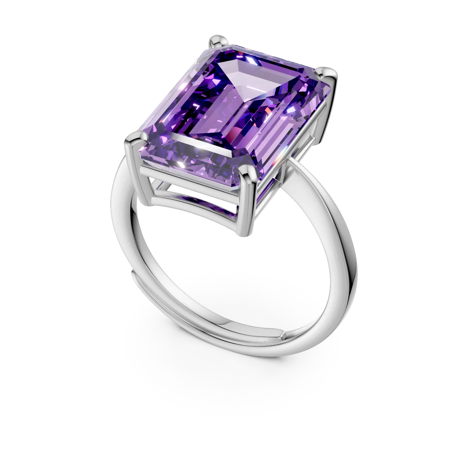 Inel din argint cu zirconia solitaire mov