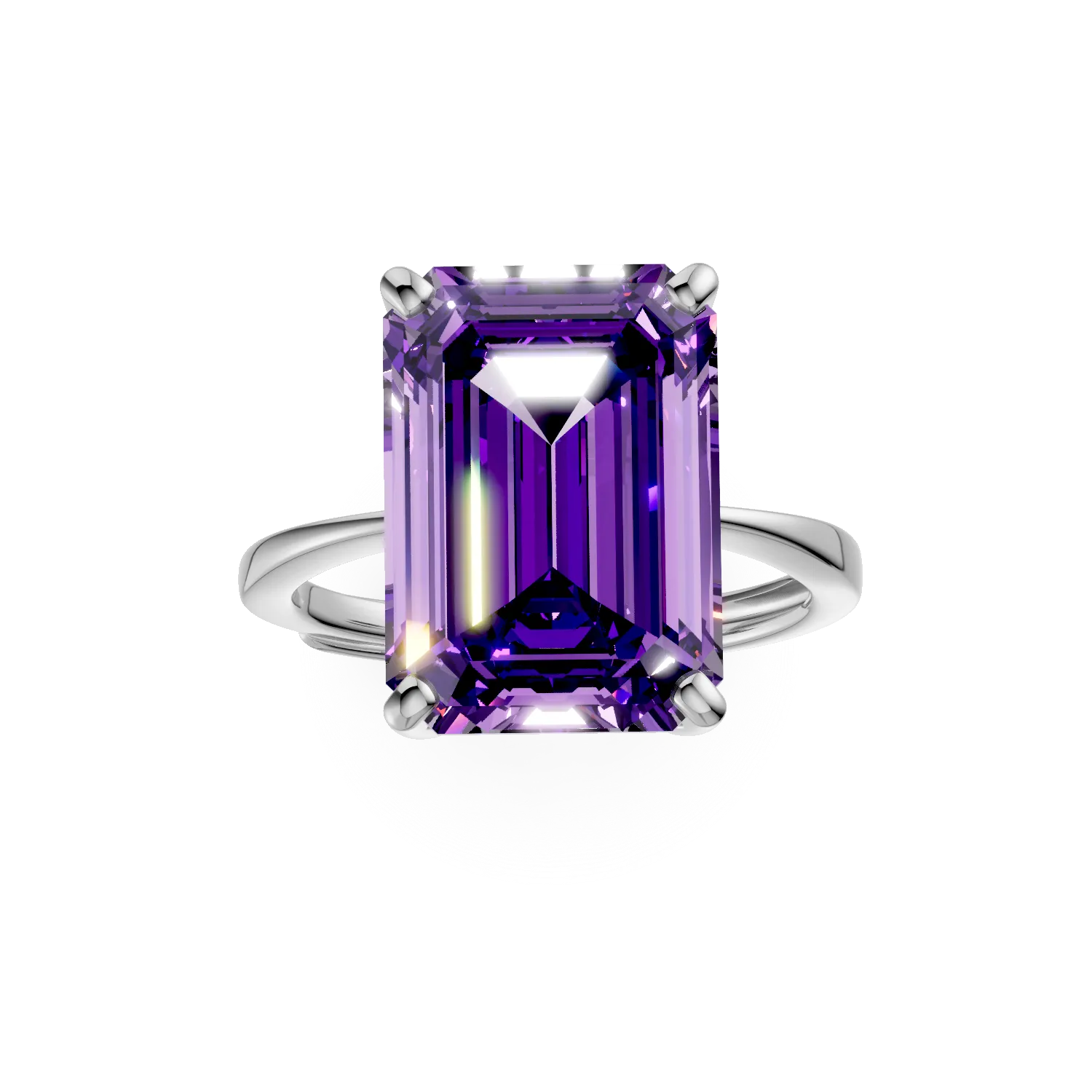 Inel din argint cu zirconia solitaire mov