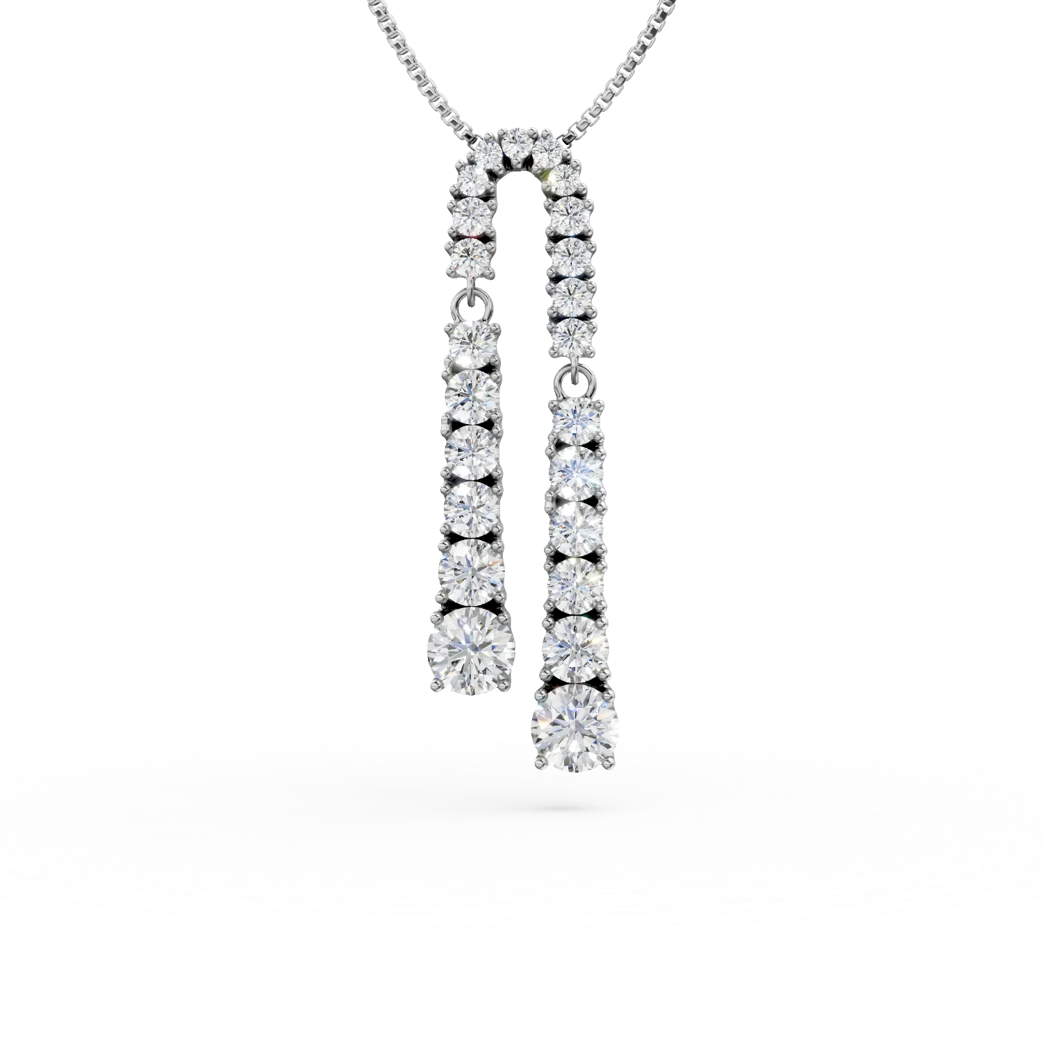 Lant din argint cu pandantiv geometric cu zirconii albe