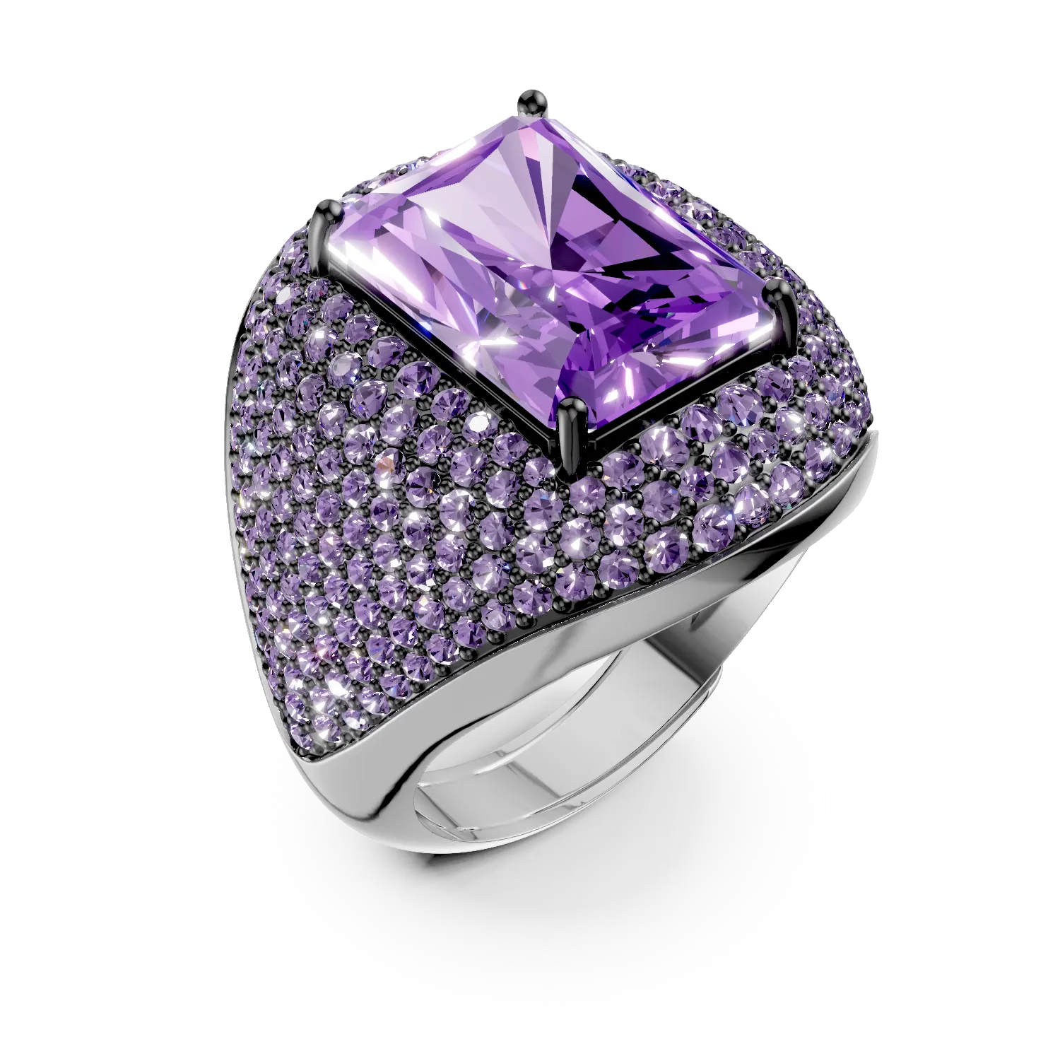 Inel din argint cu zirconii mov