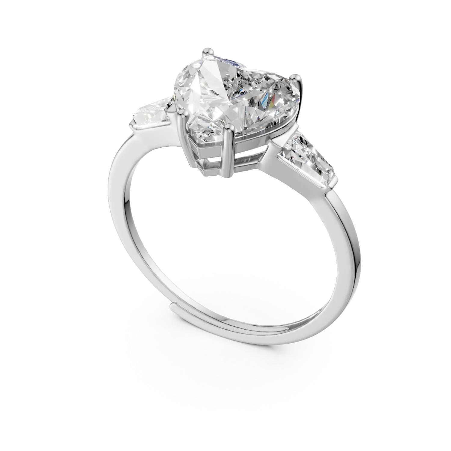 Inel cu inima din argint cu zirconii - imagine 2