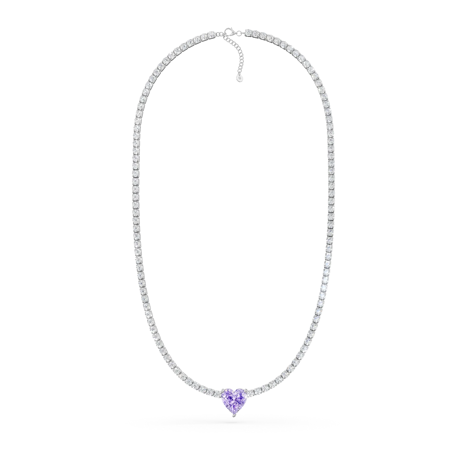 Colier tennis din argint cu zirconii albe si zirconia mov deschis - imagine 2