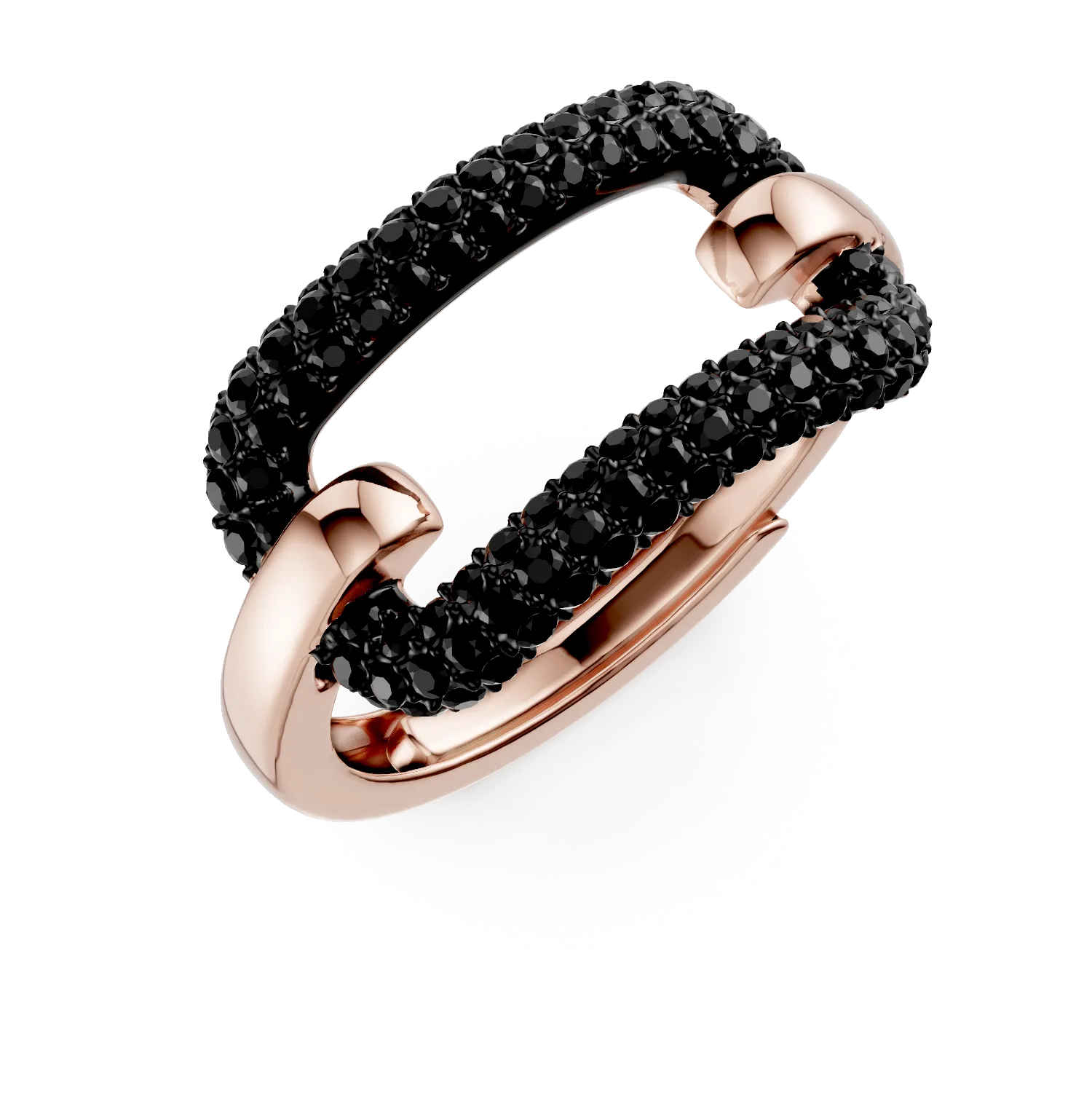 Inel microsetting din argint roz cu zirconii negre
