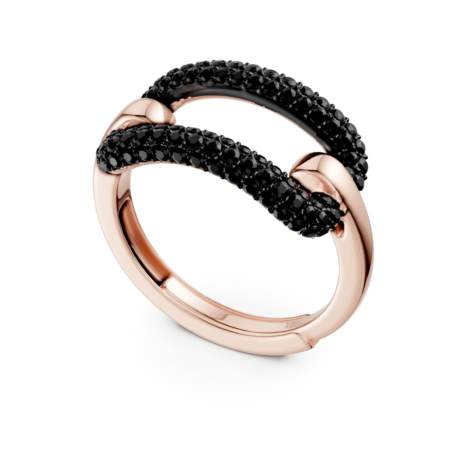 Inel microsetting din argint roz cu zirconii negre