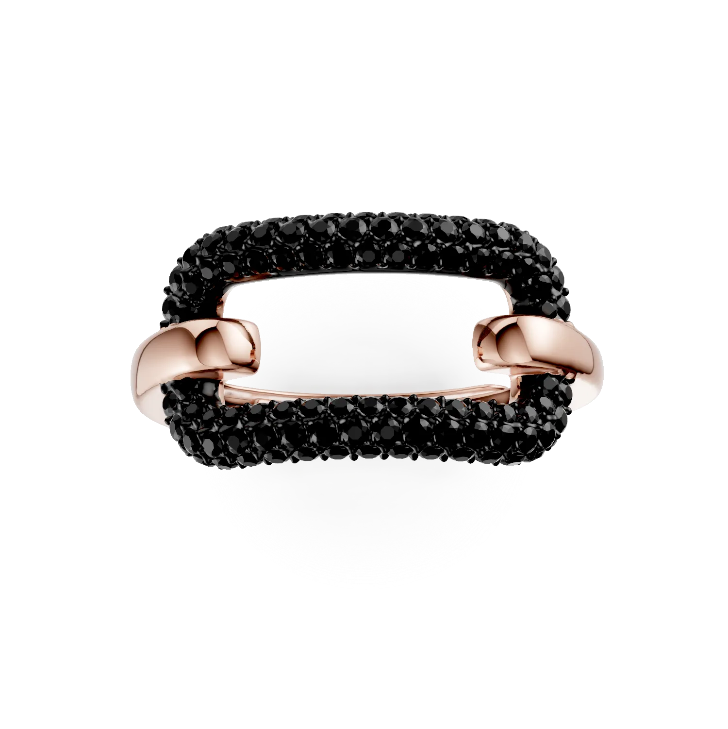 Inel microsetting din argint roz cu zirconii negre