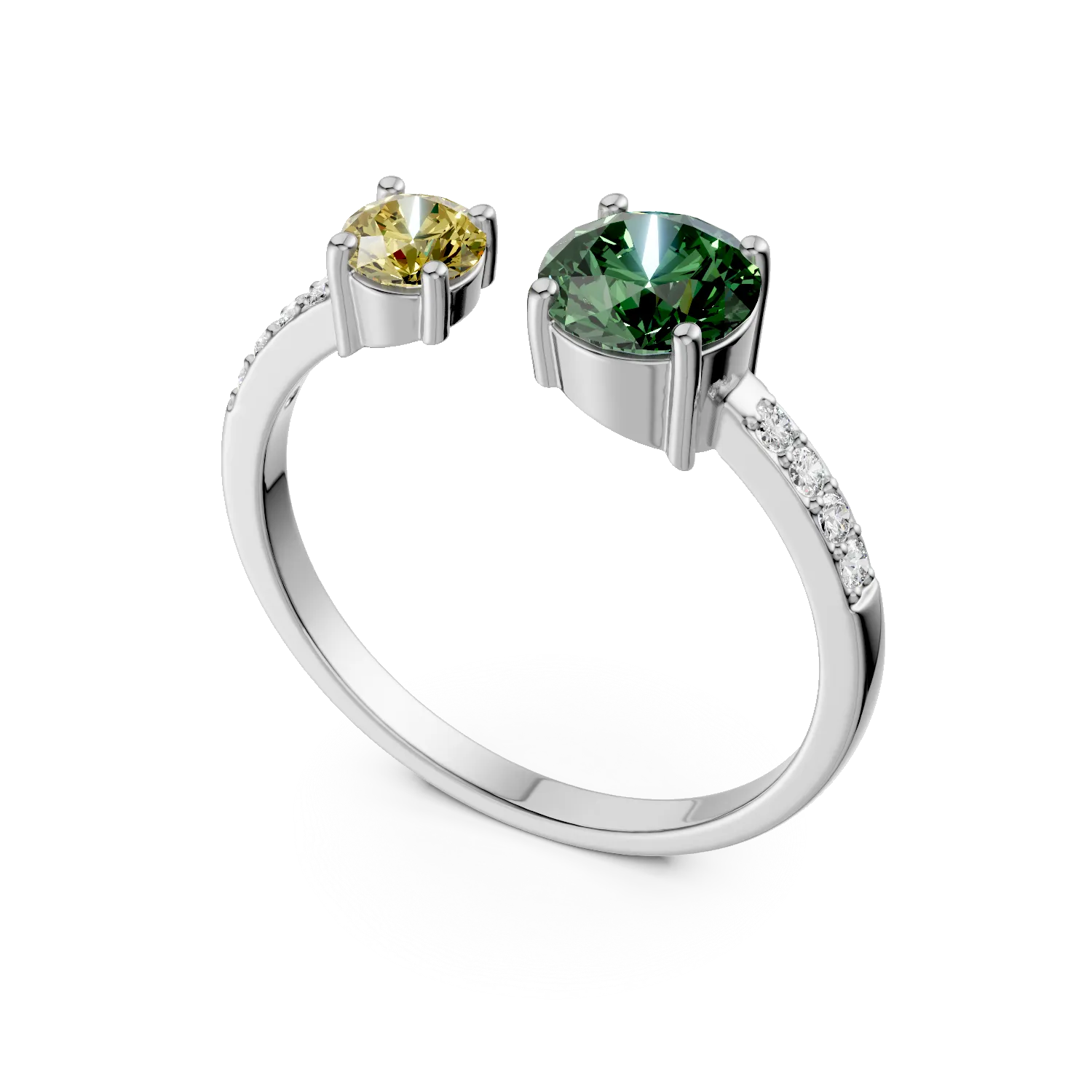 Inel deschis din argint cu zirconii - imagine 2