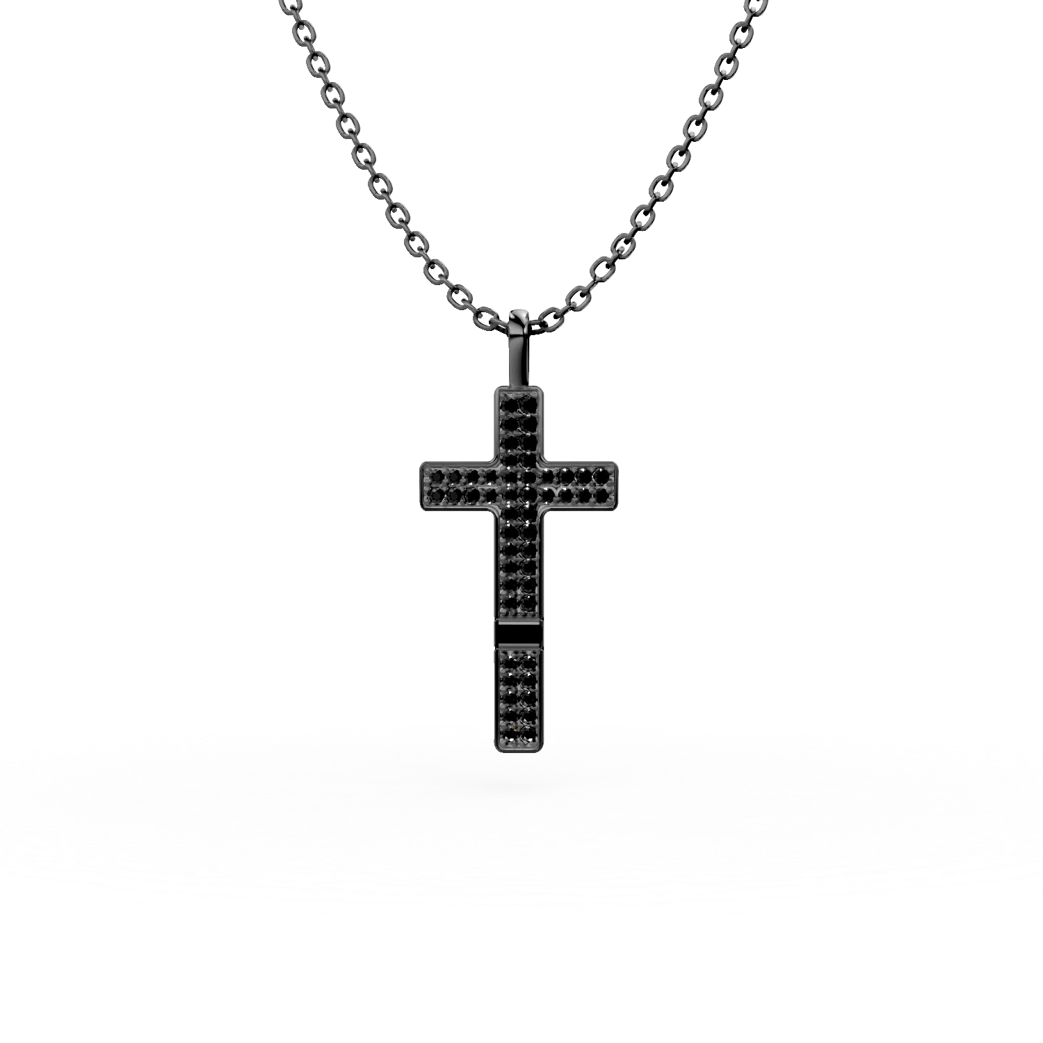 Lant din argint negru cu pandantiv cruce cu zirconii negre