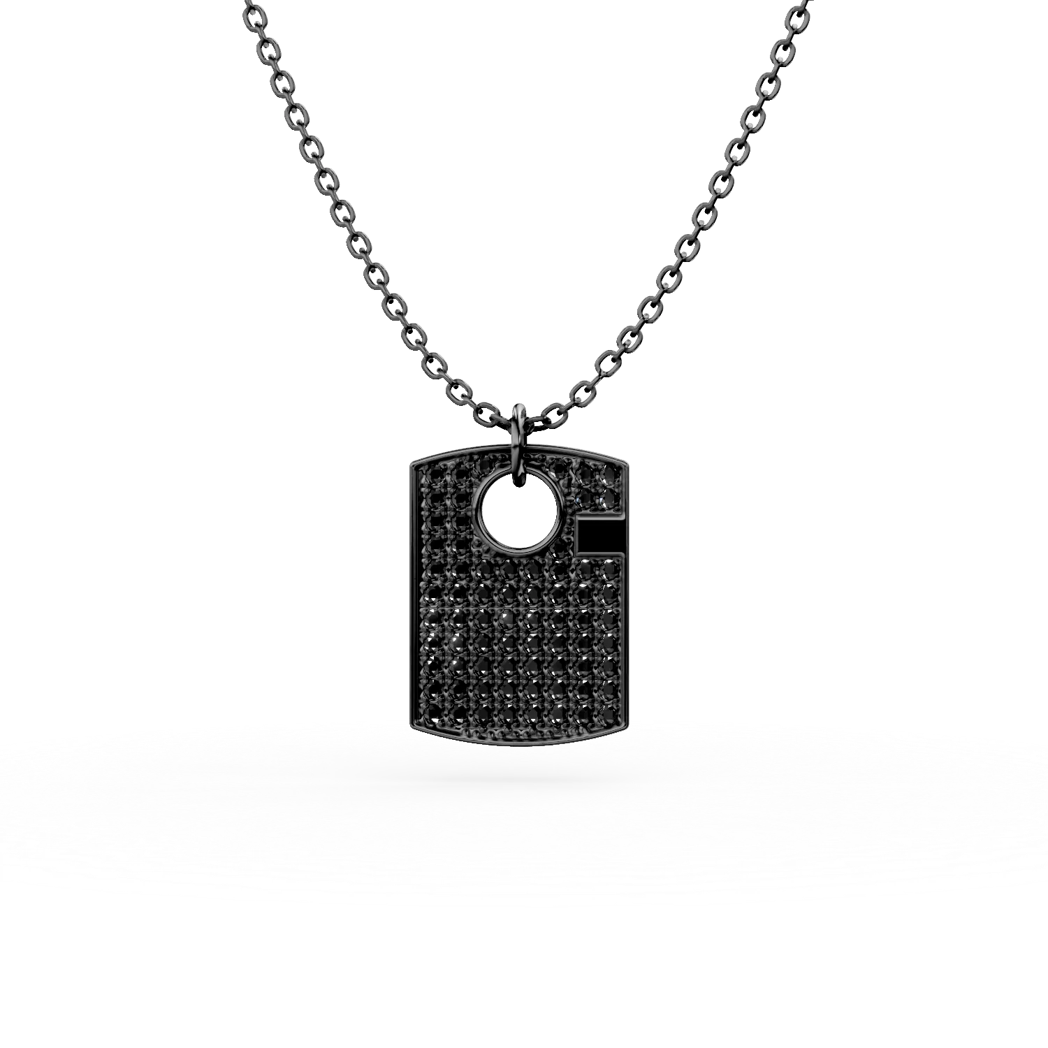 Lant din argint negru cu pandantiv geometric cu zirconii negre