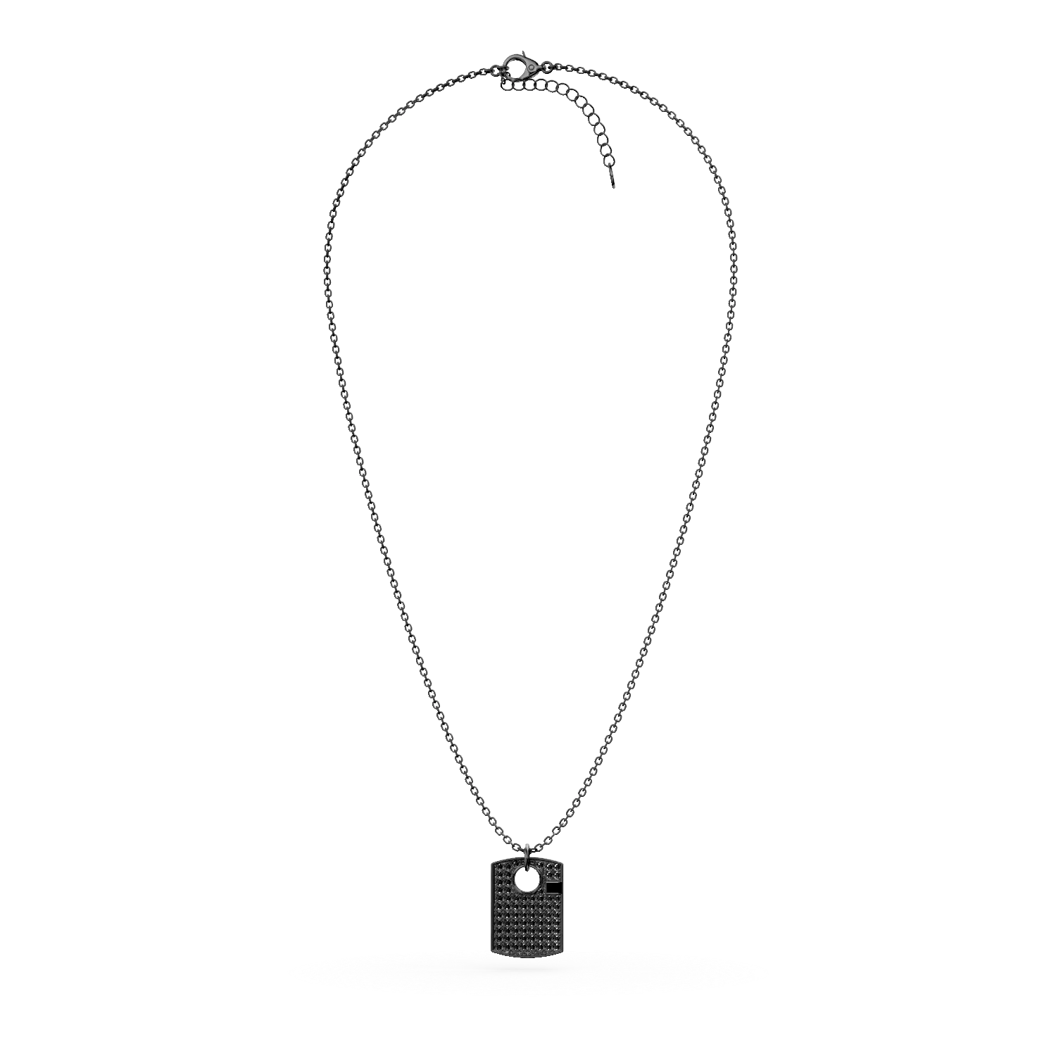 Lant din argint negru cu pandantiv geometric cu zirconii negre