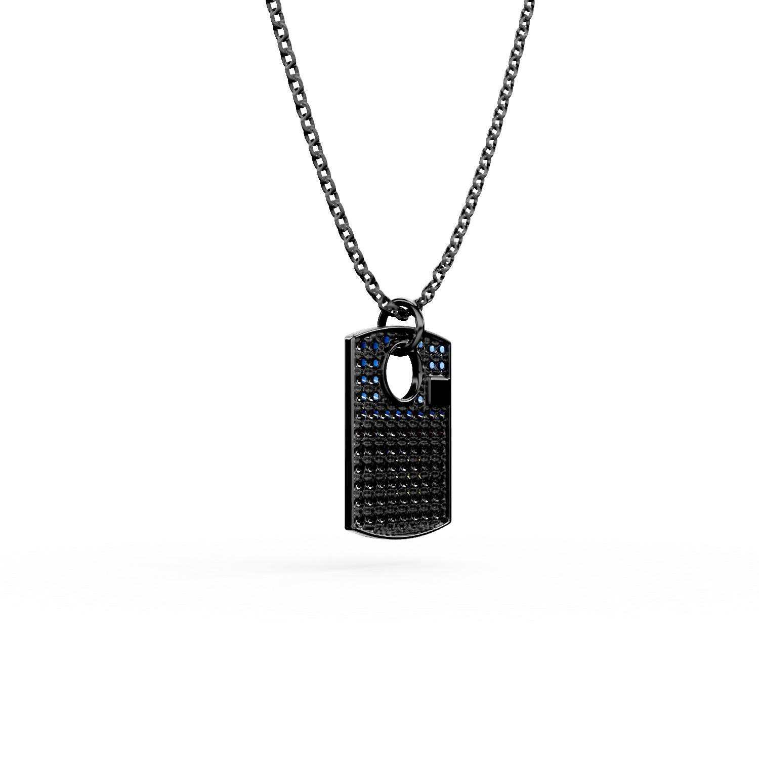 Lant din argint negru cu pandantiv geometric cu zirconii negre