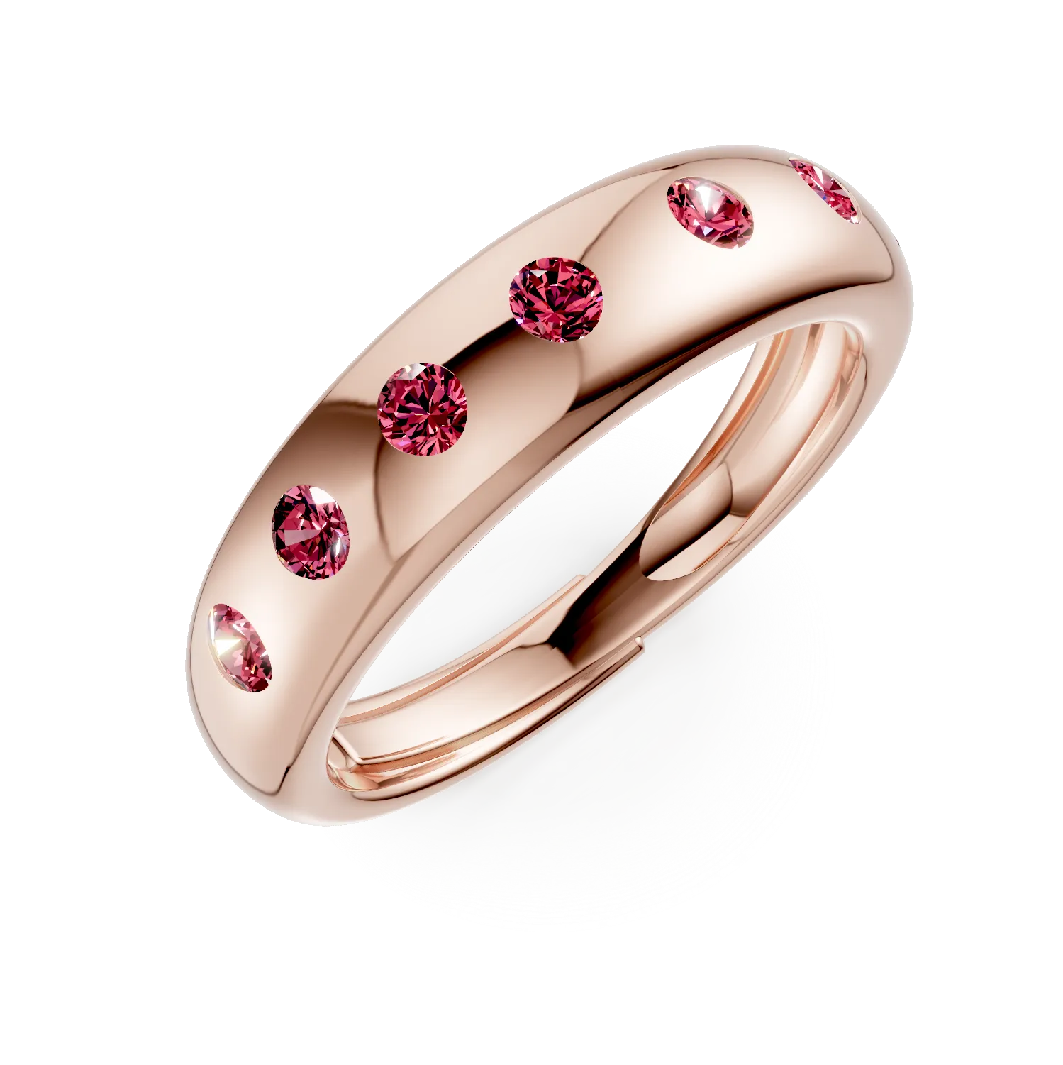 Inel semi eternity din argint roz cu zirconii roz