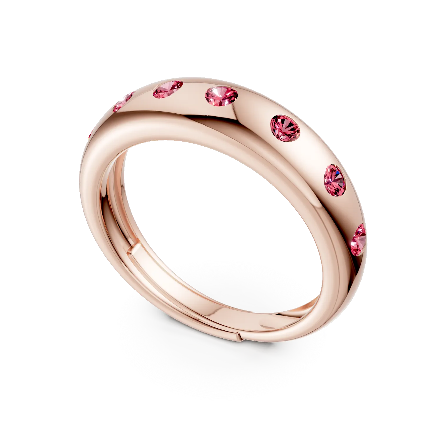 Inel semi eternity din argint roz cu zirconii roz