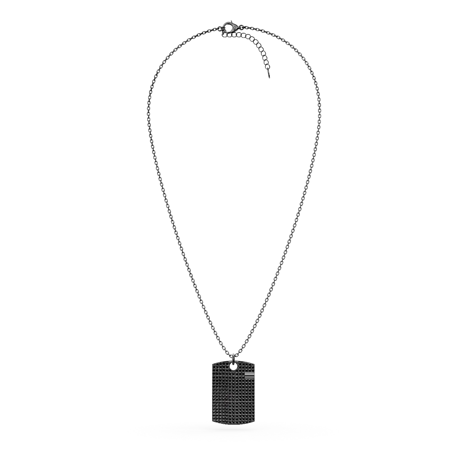 Lant din argint negru cu pandantiv geometric cu zirconii negre