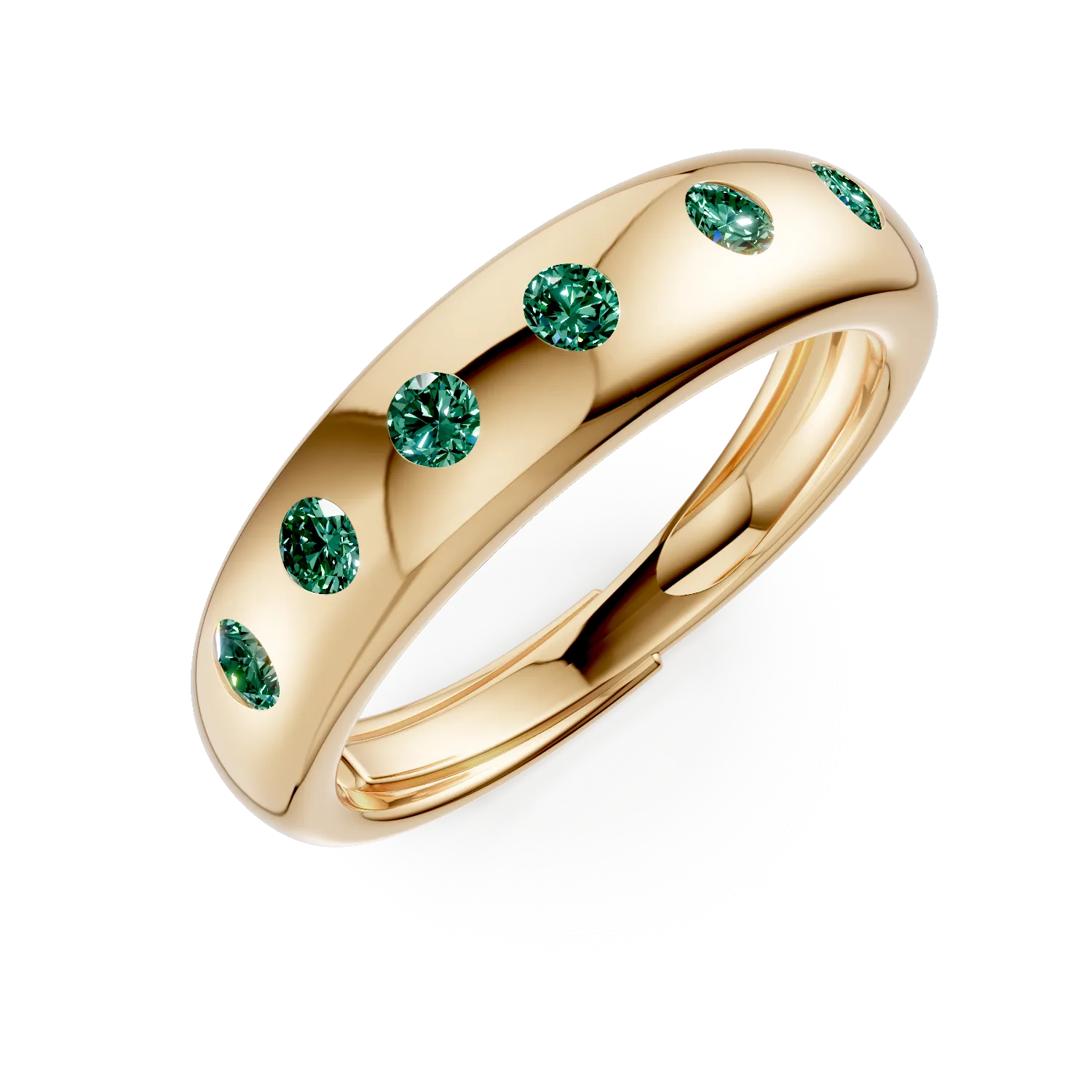 Inel semi eternity din argint galben cu zirconii verzi