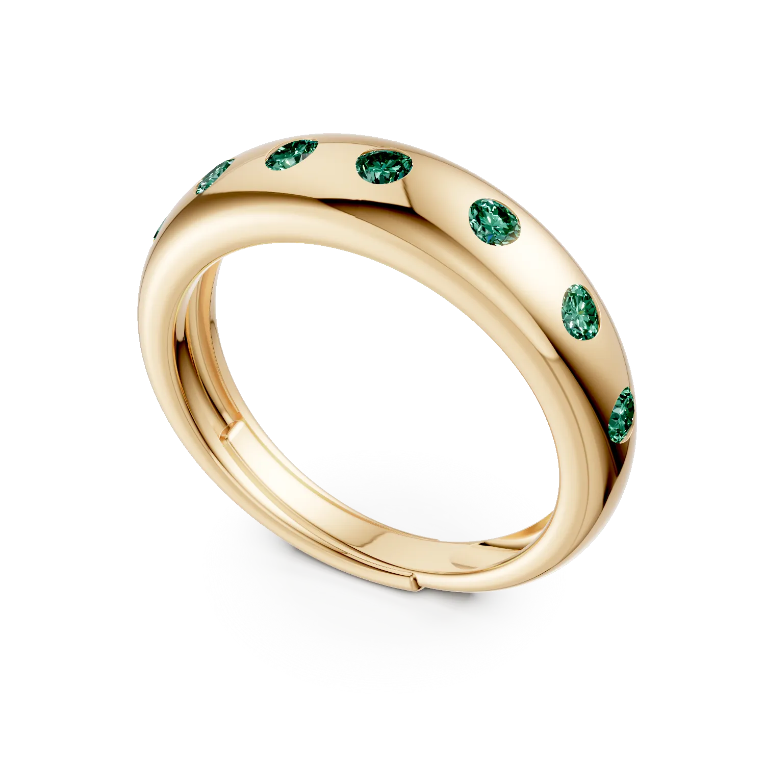 Inel semi eternity din argint galben cu zirconii verzi