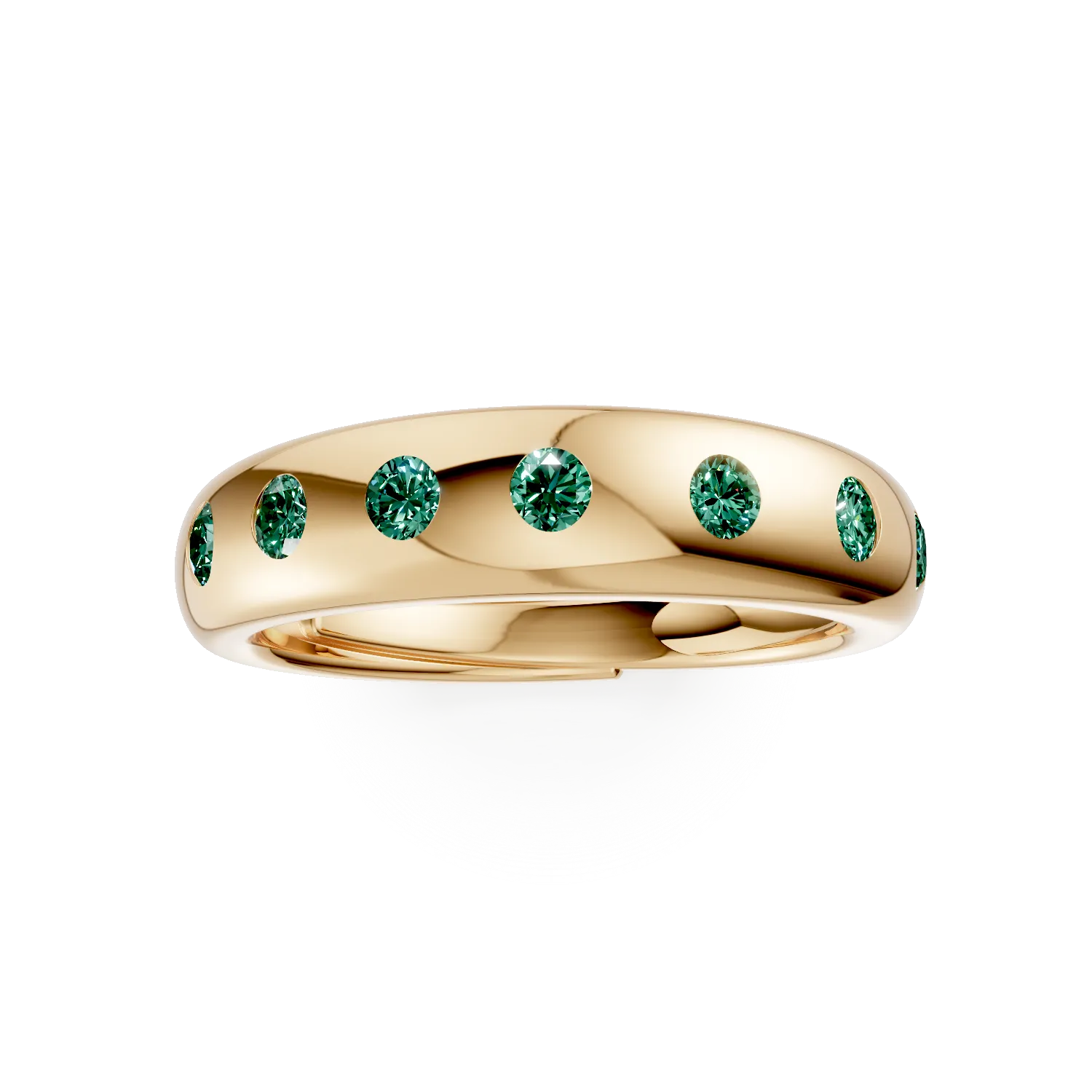 Inel semi eternity din argint galben cu zirconii verzi