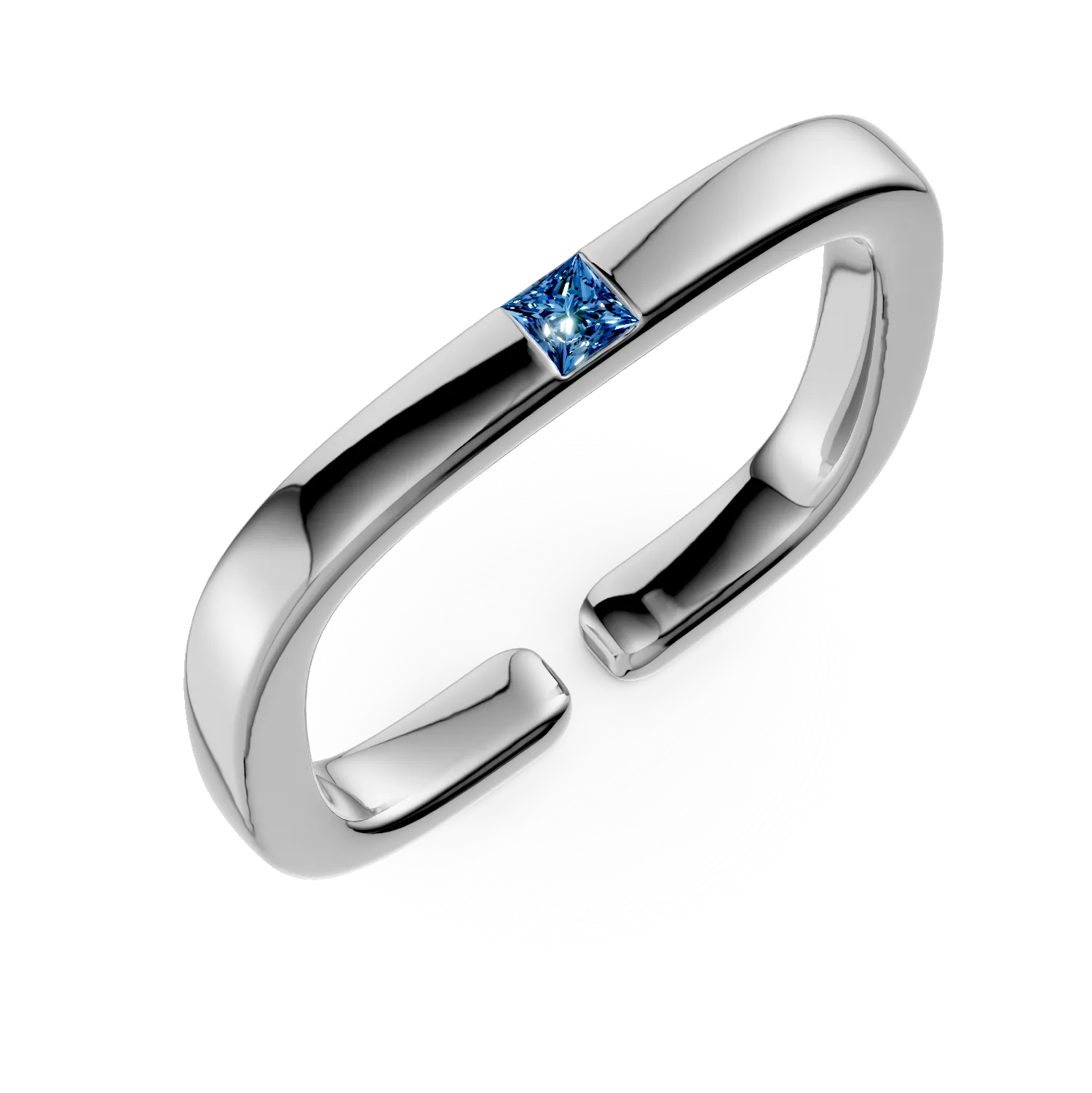 Inel minimalist din argint cu zirconia albastra