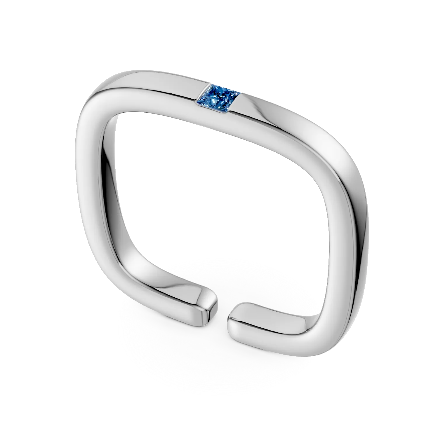 Inel minimalist din argint cu zirconia albastra