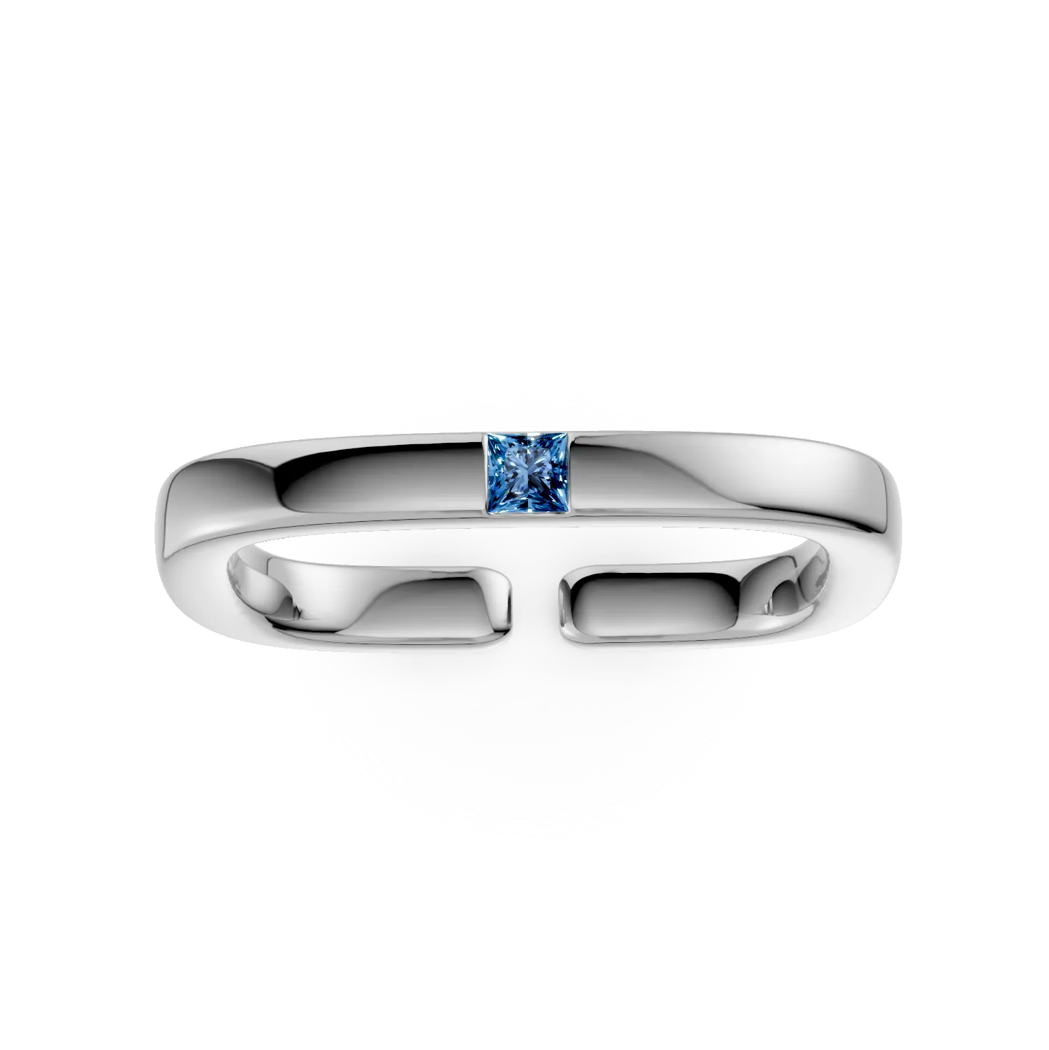 Inel minimalist din argint cu zirconia albastra