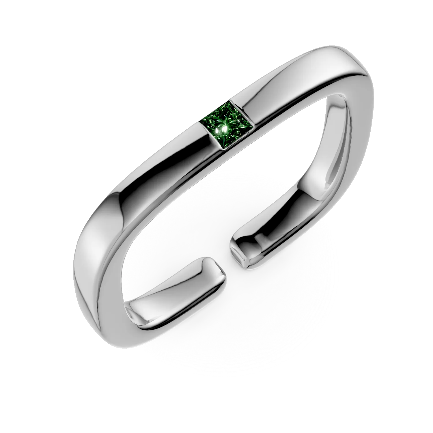 Inel minimalist din argint cu zirconia verde