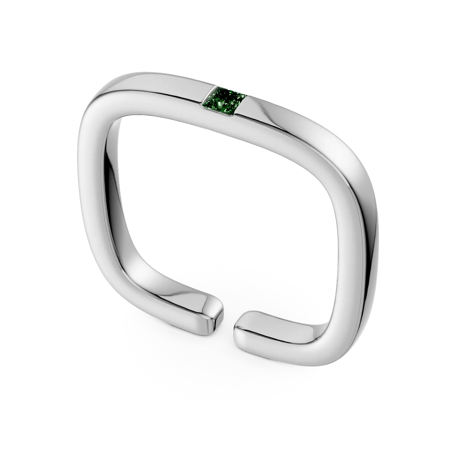 Inel minimalist din argint cu zirconia verde