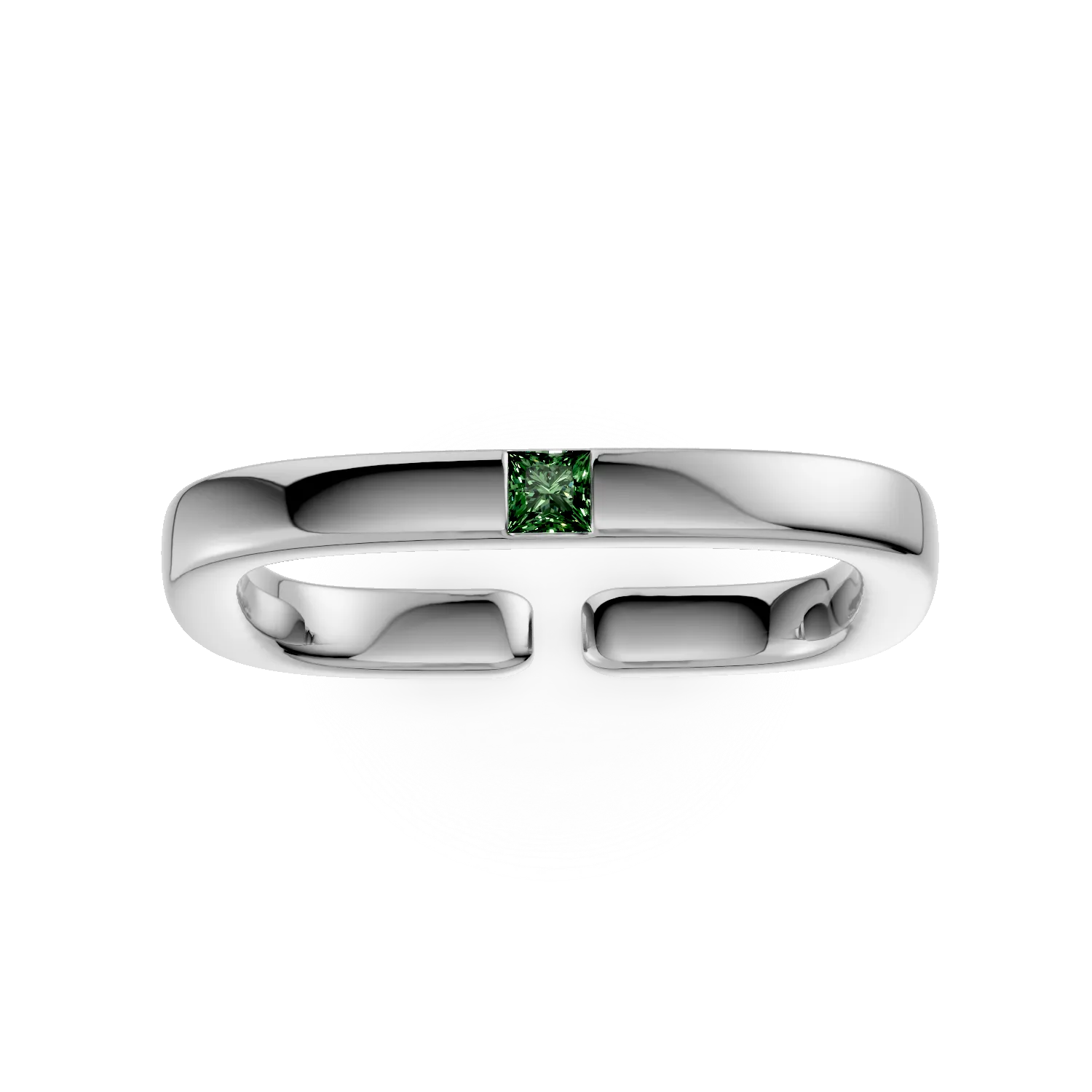 Inel minimalist din argint cu zirconia verde