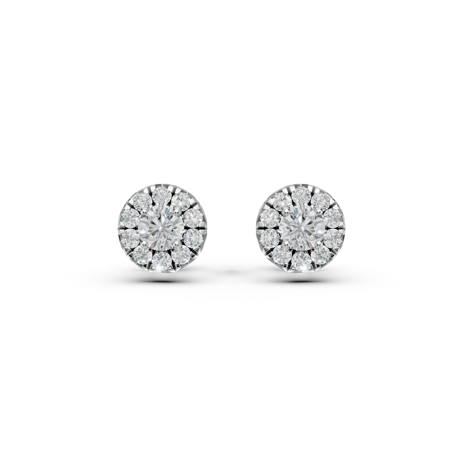 Cercei rotunzi din aur alb cu diamante de 0.5ct create in laborator