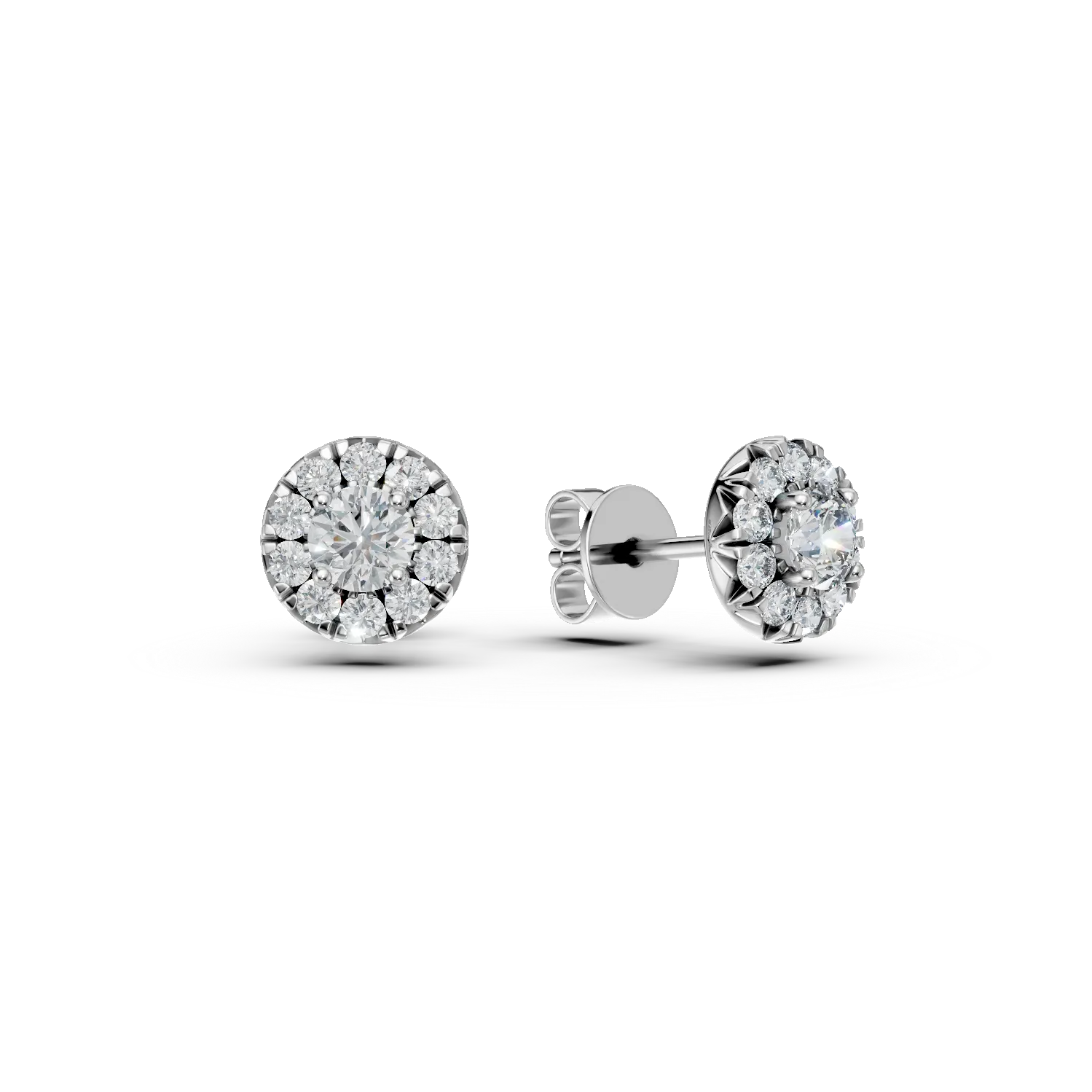 Cercei rotunzi din aur alb cu diamante de 0.5ct create in laborator