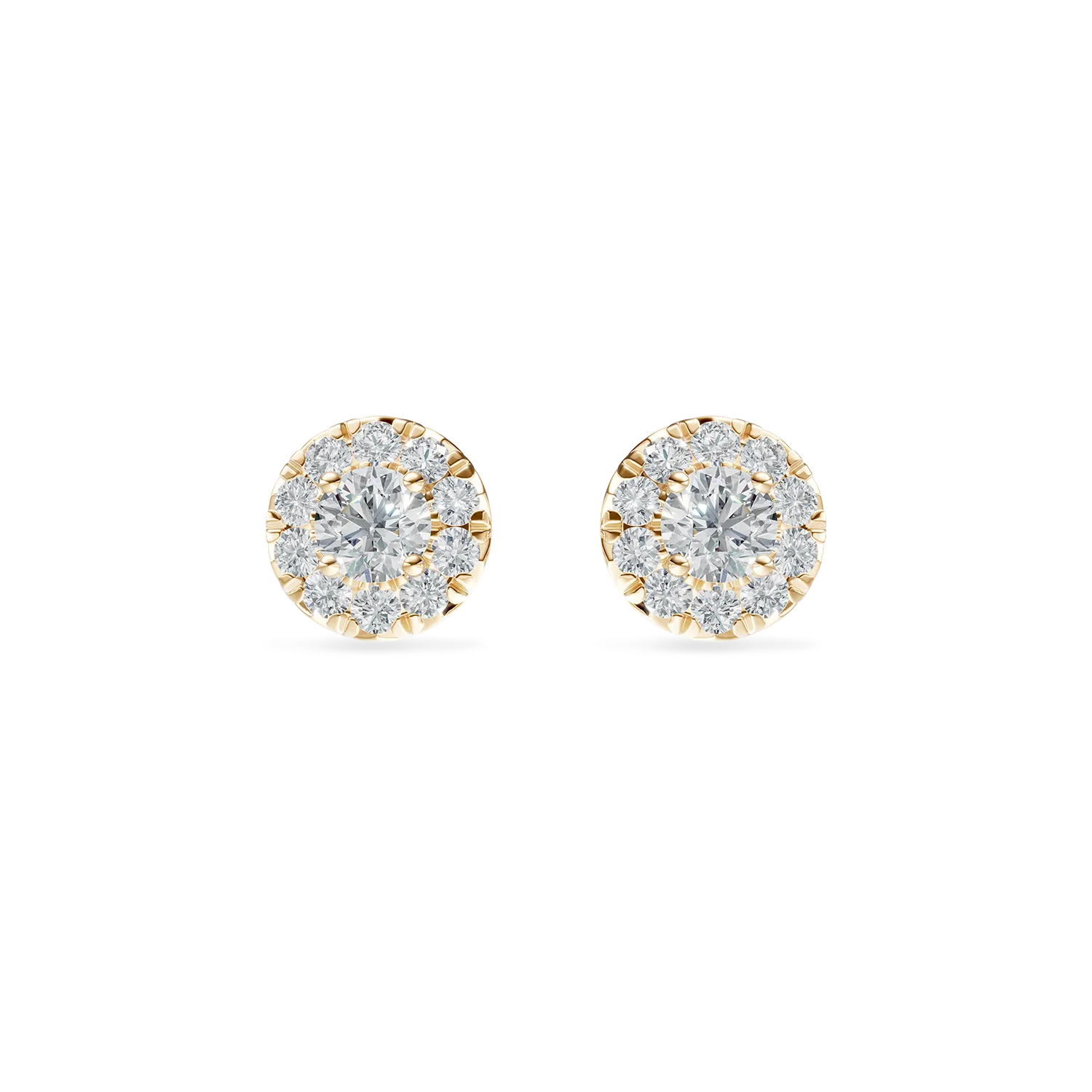 Cercei rotunzi din aur galben cu diamante de 0.5ct create in laborator